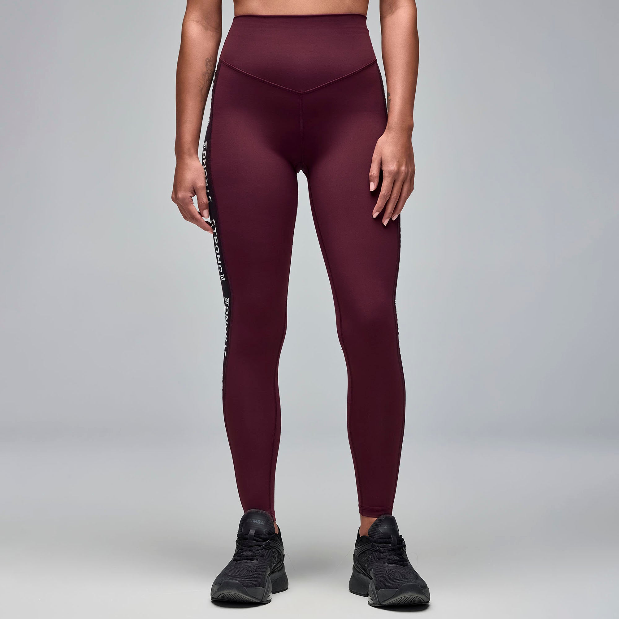 Legginsy bordowe z lampasem