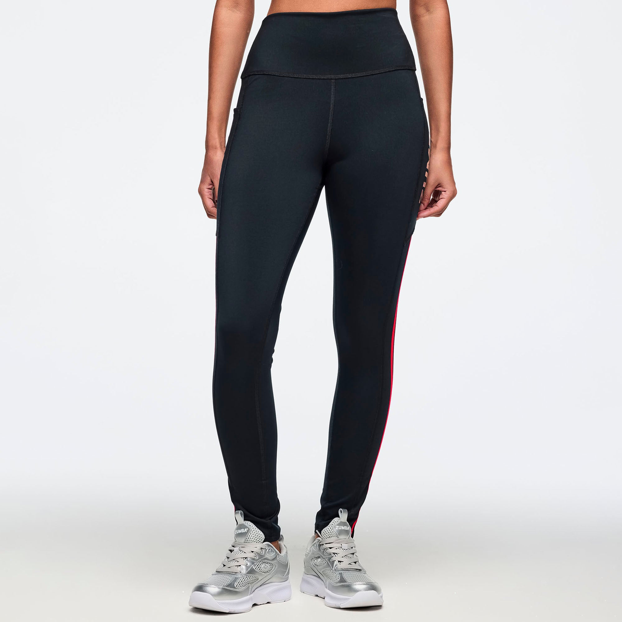 Legginsy czarne z lampasem