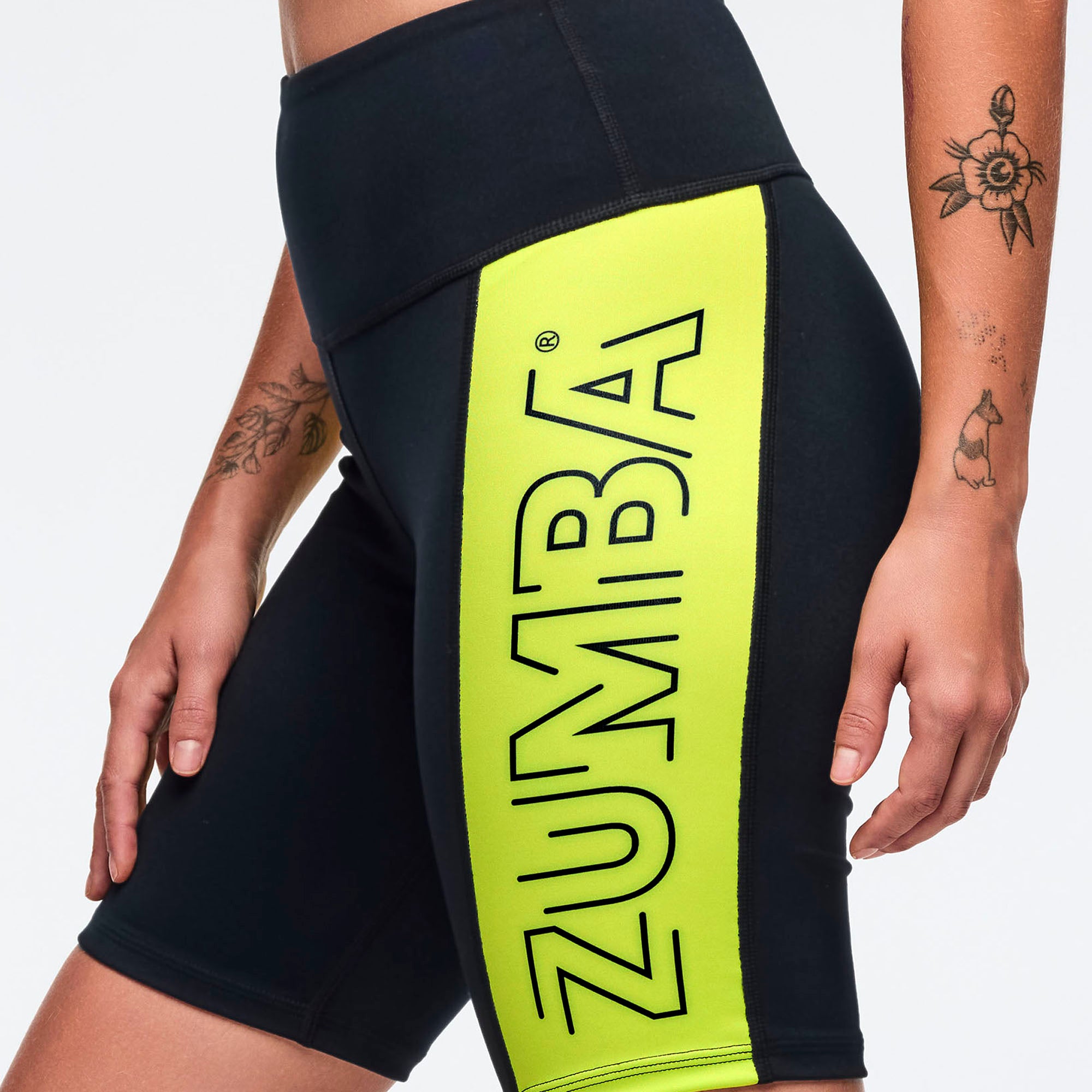 Czarne bikery z neonowym panelem