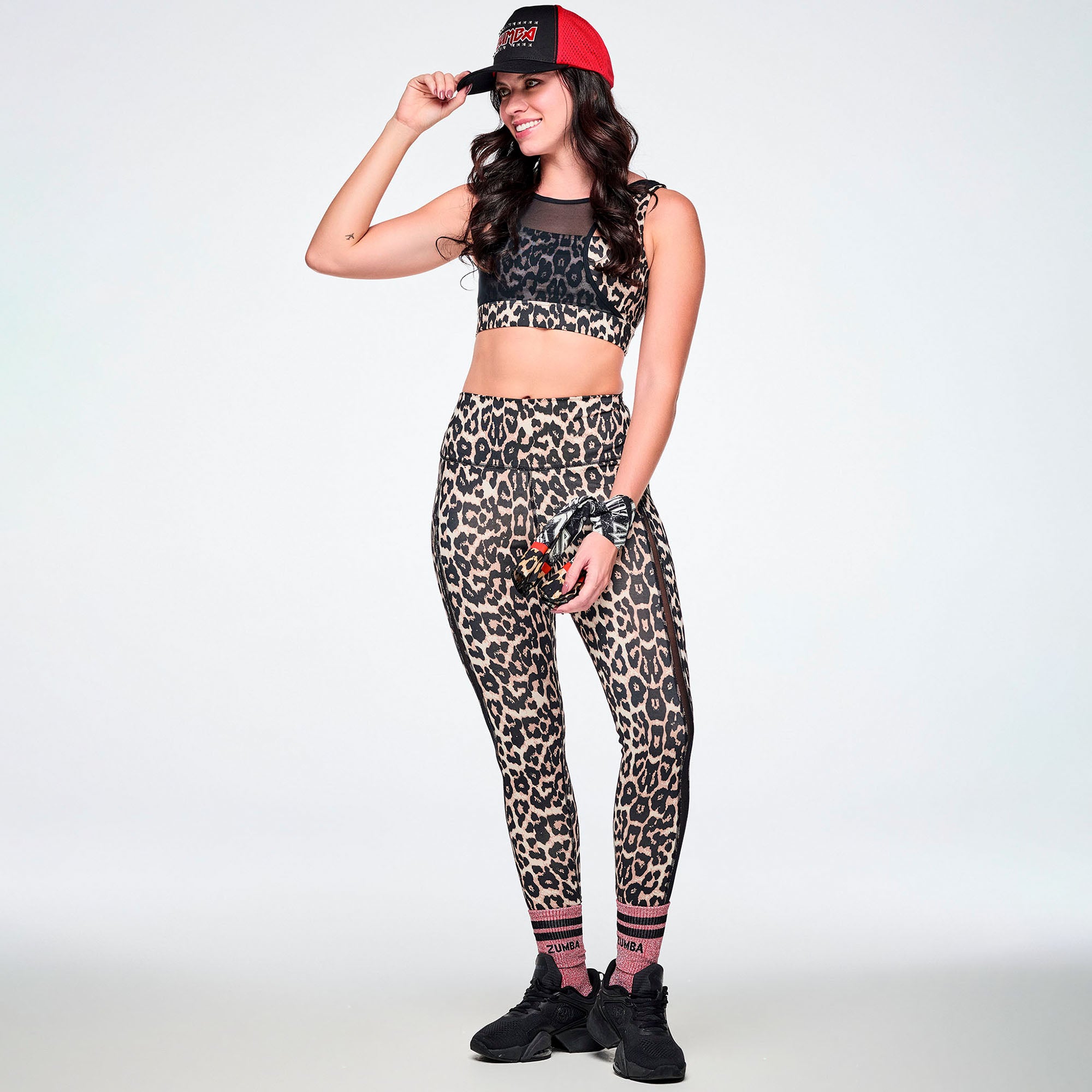 Legginsy w panterkę z siateczką