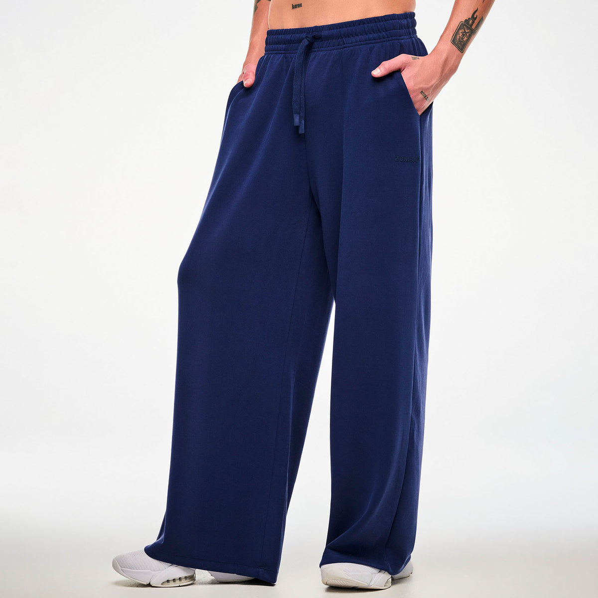 Granatowe spodnie z modalu z wysokim stanem — Zumba Wear FW26 Modal