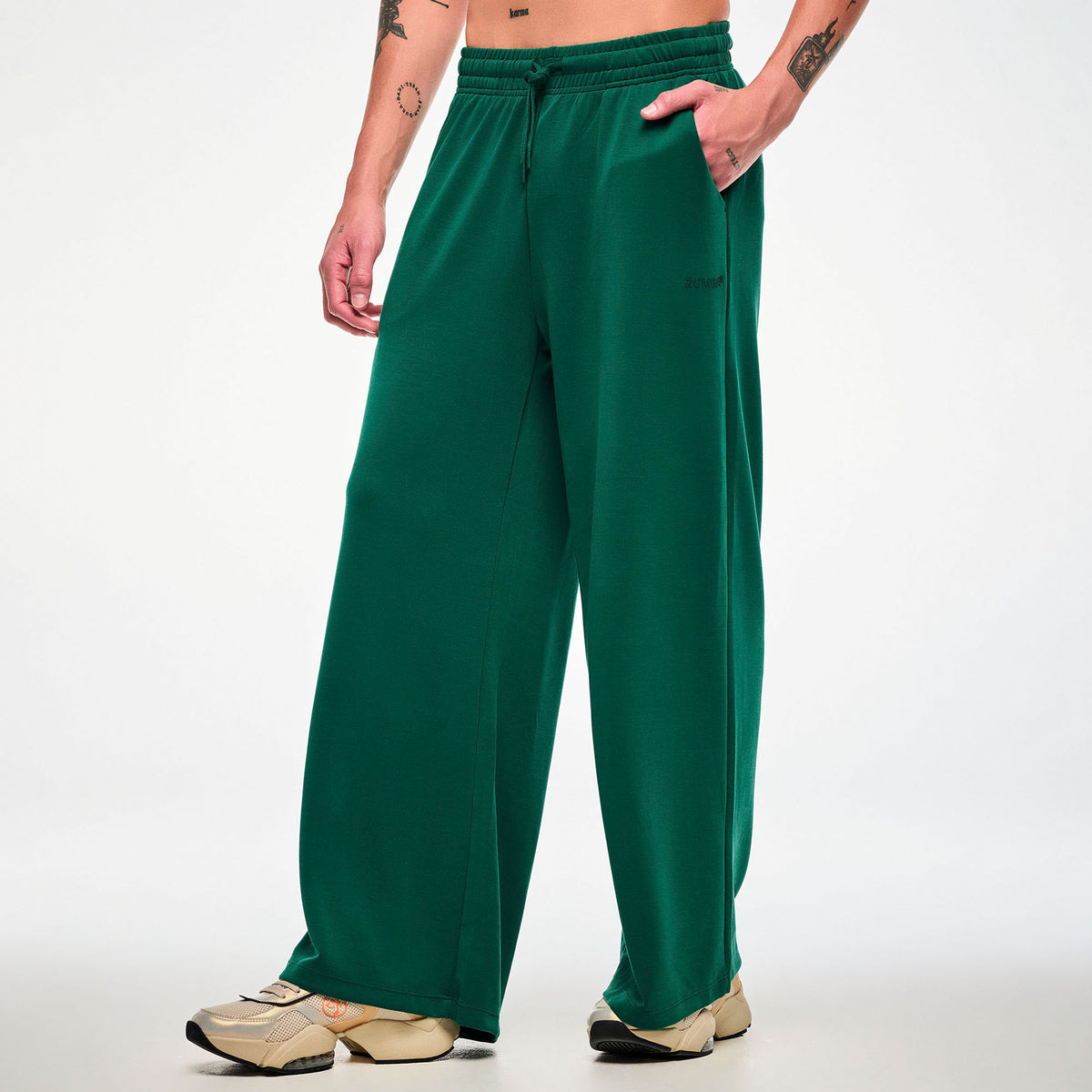 Zielone spodnie z modalu z wysokim stanem — Zumba Wear FW26 Modal