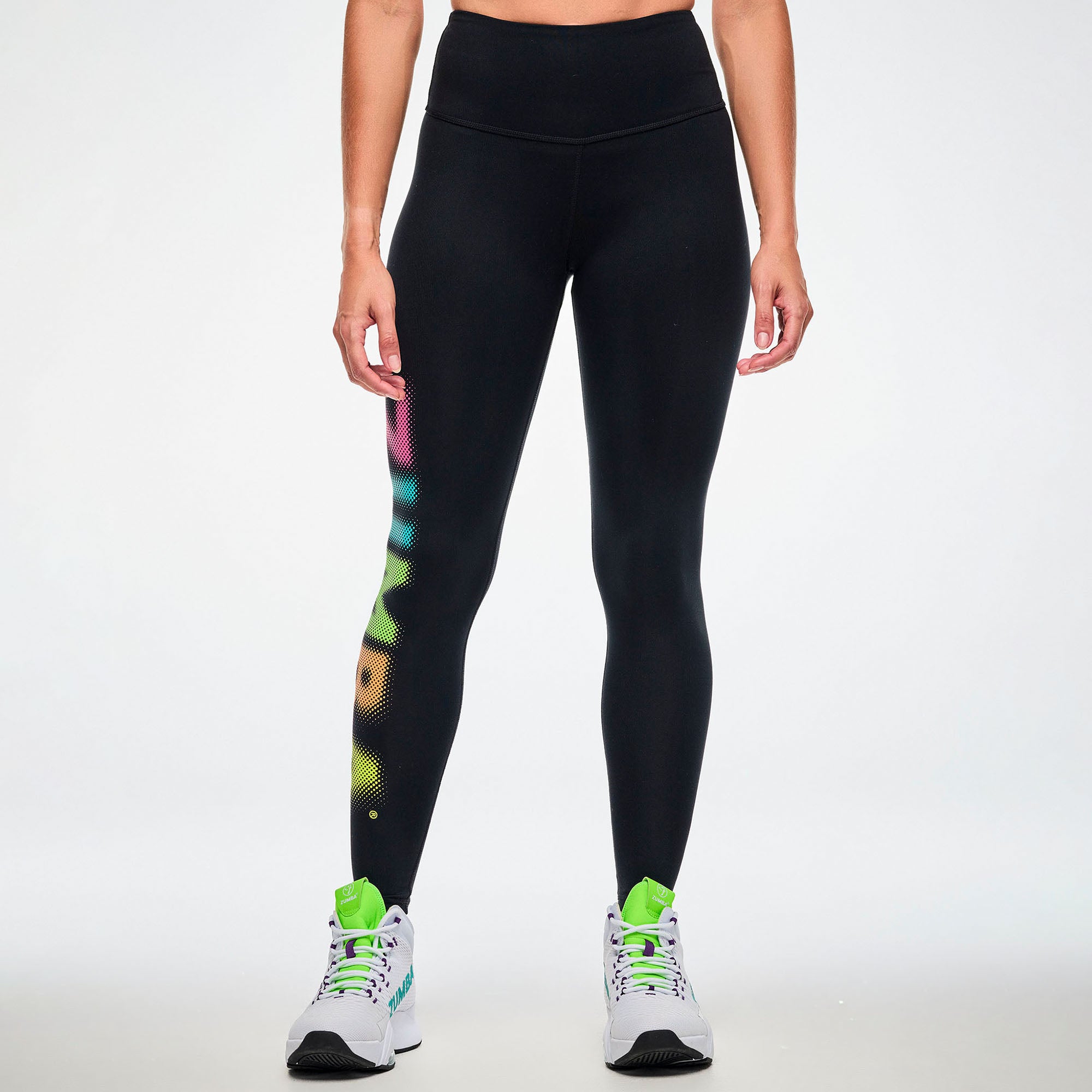 Czarne legginsy z kolorowym napisem