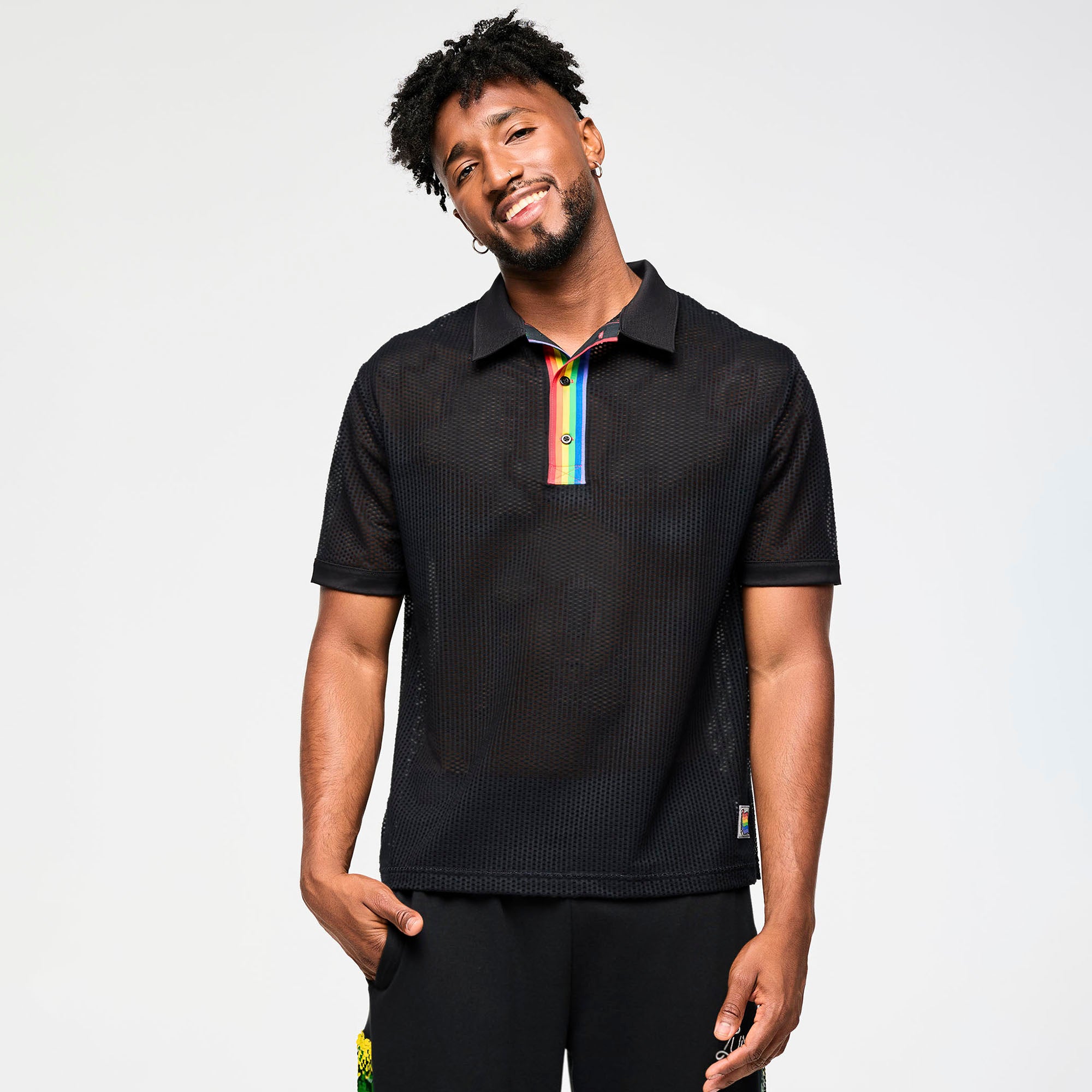 Zumba Oversized Mesh Polo Shirt