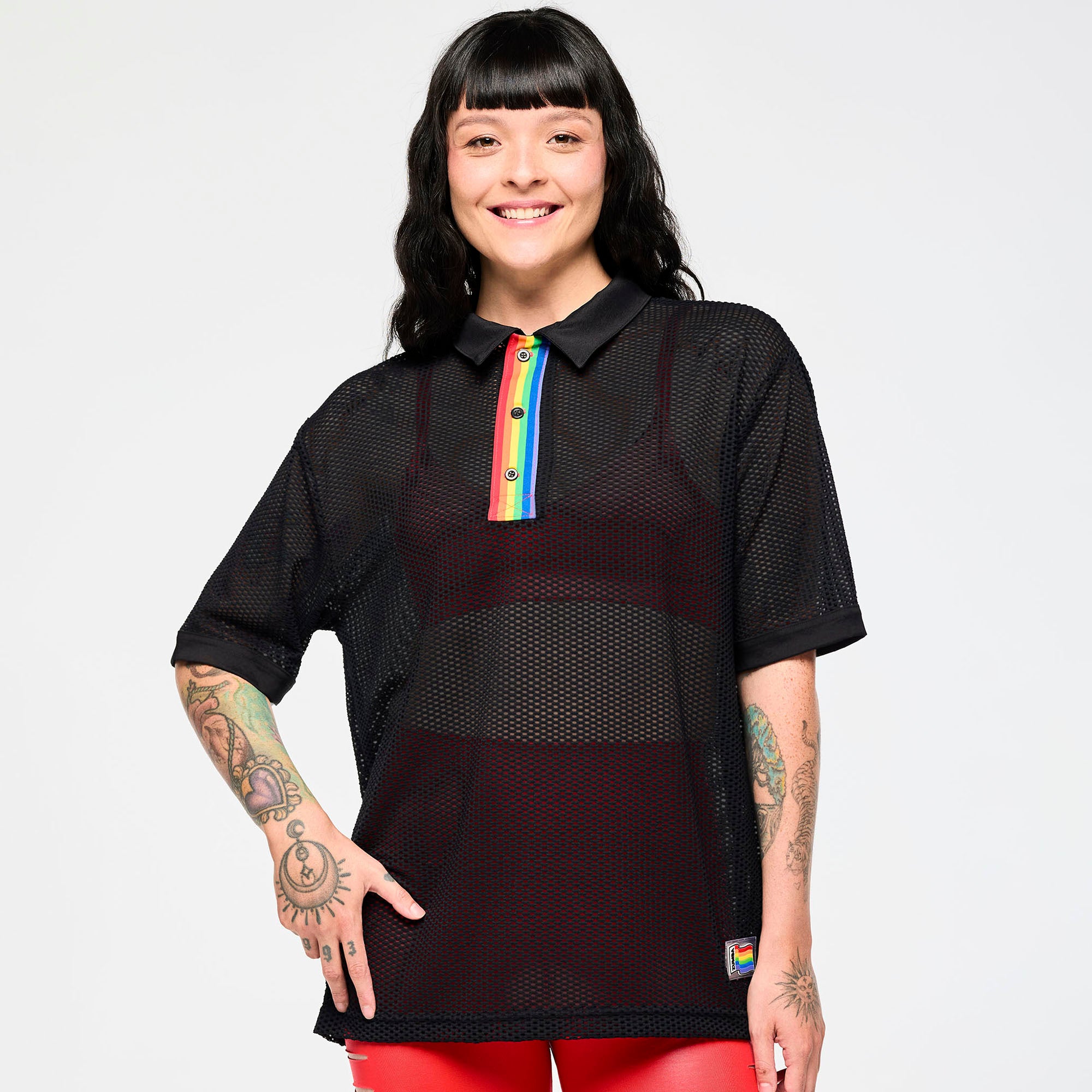 Zumba Oversized Mesh Polo Shirt