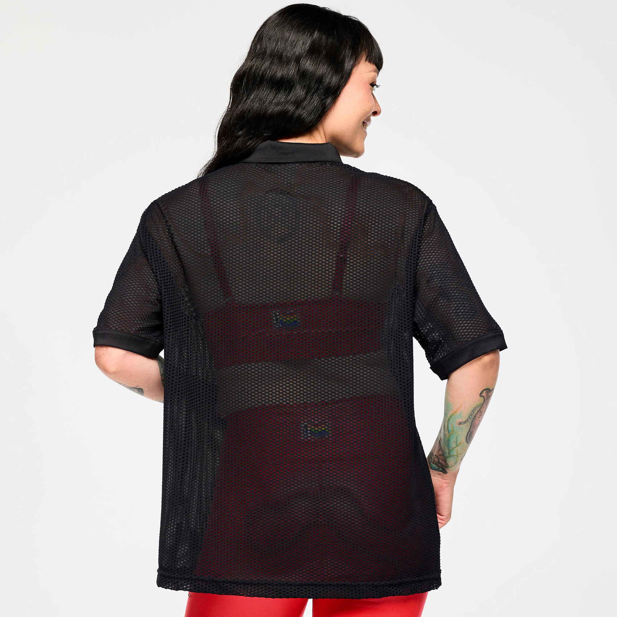 Zumba Oversized Mesh Polo Shirt