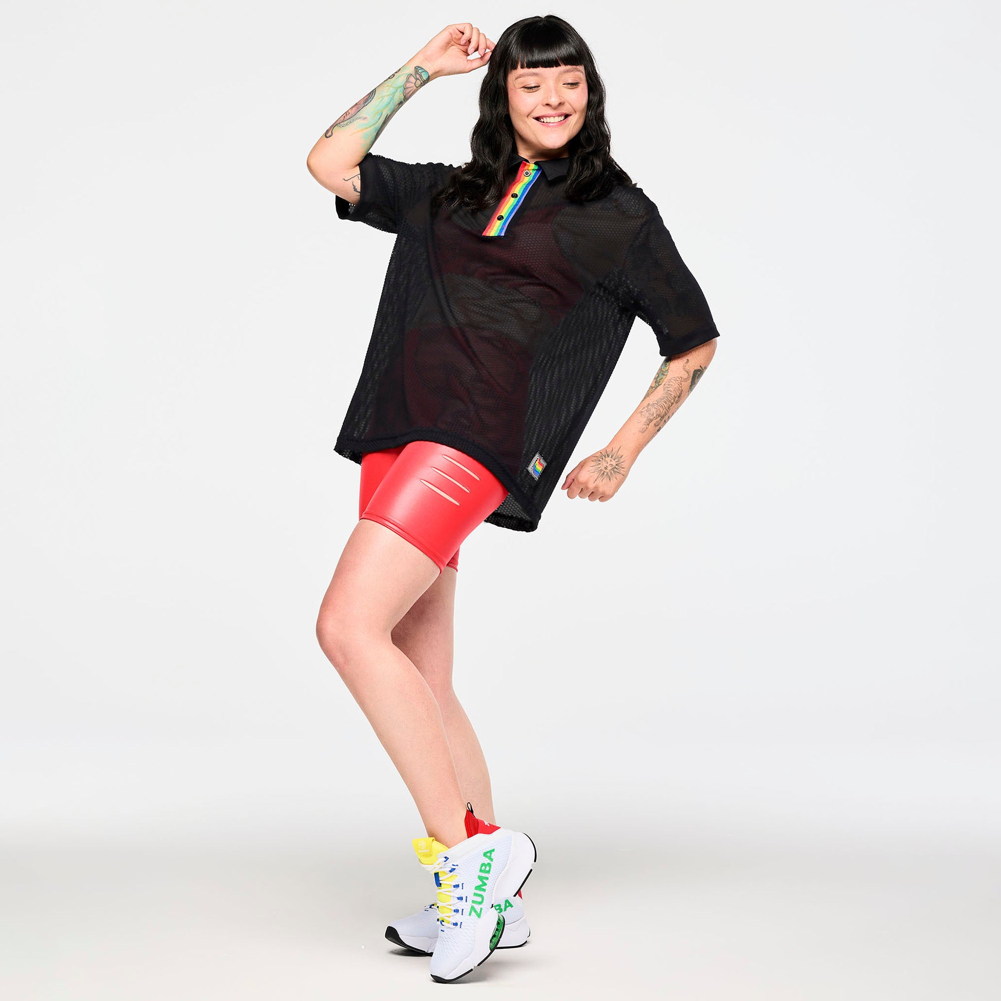Zumba Oversized Mesh Polo Shirt