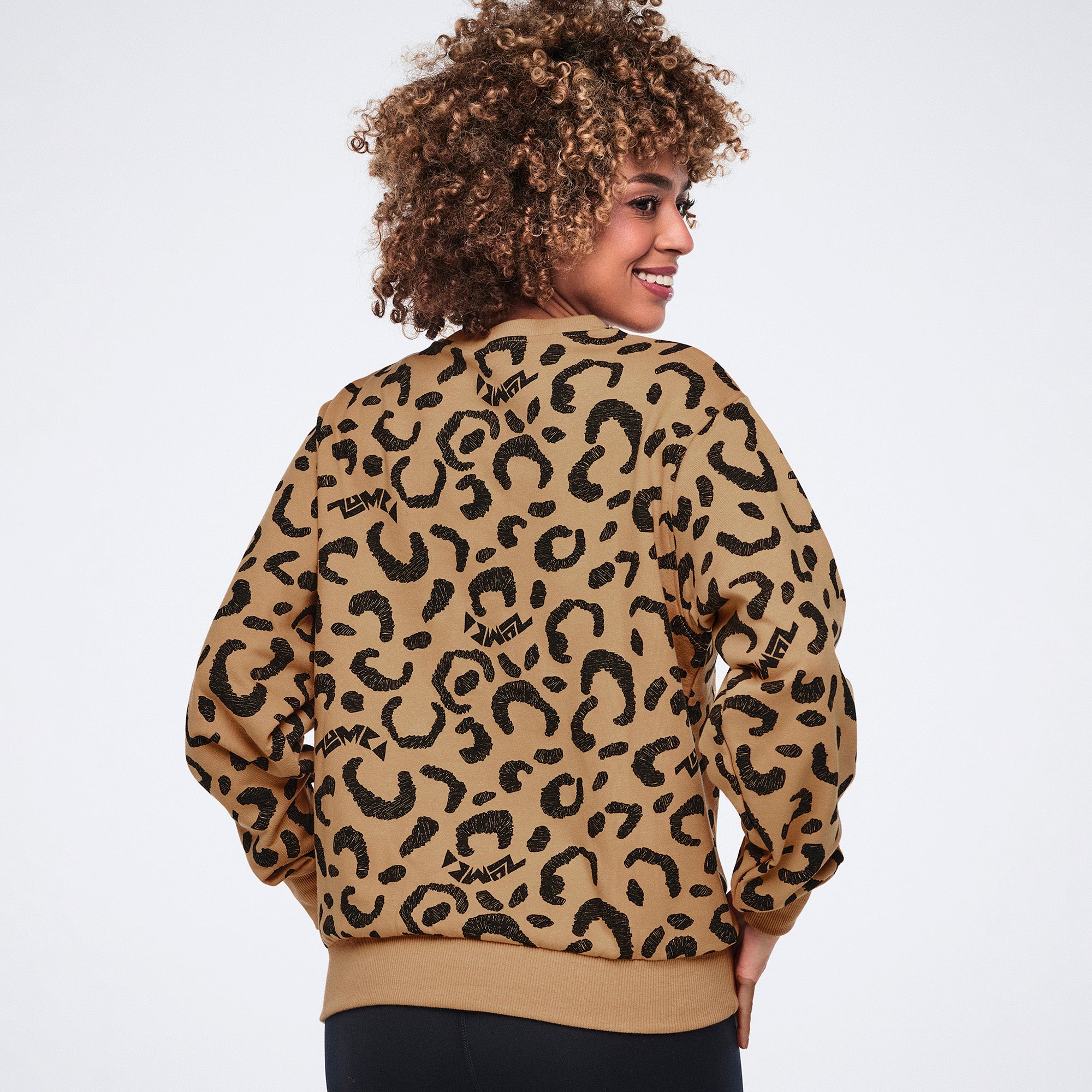 Bluza damska panterka beżowa oversize