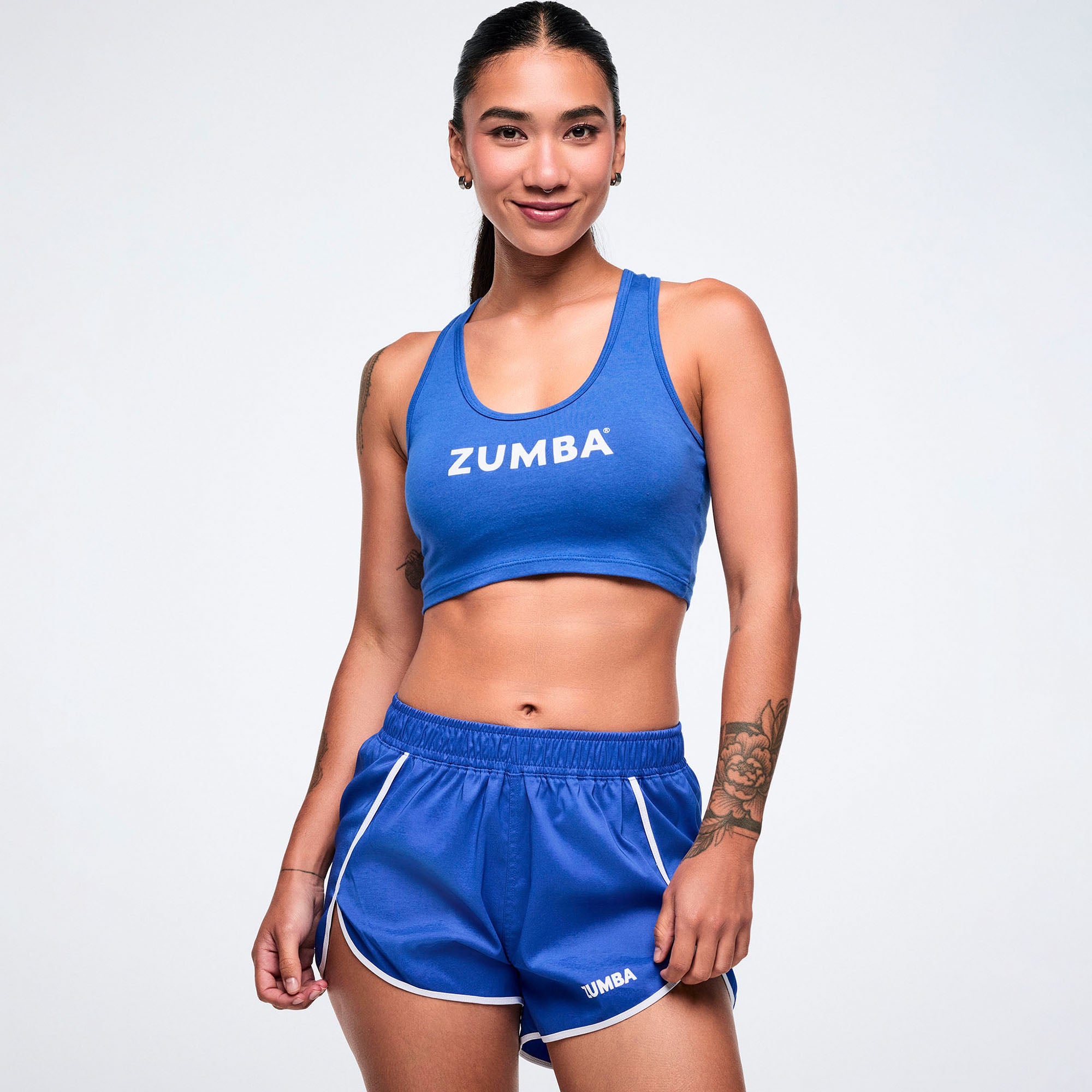 Niebieski crop sportowy racerback