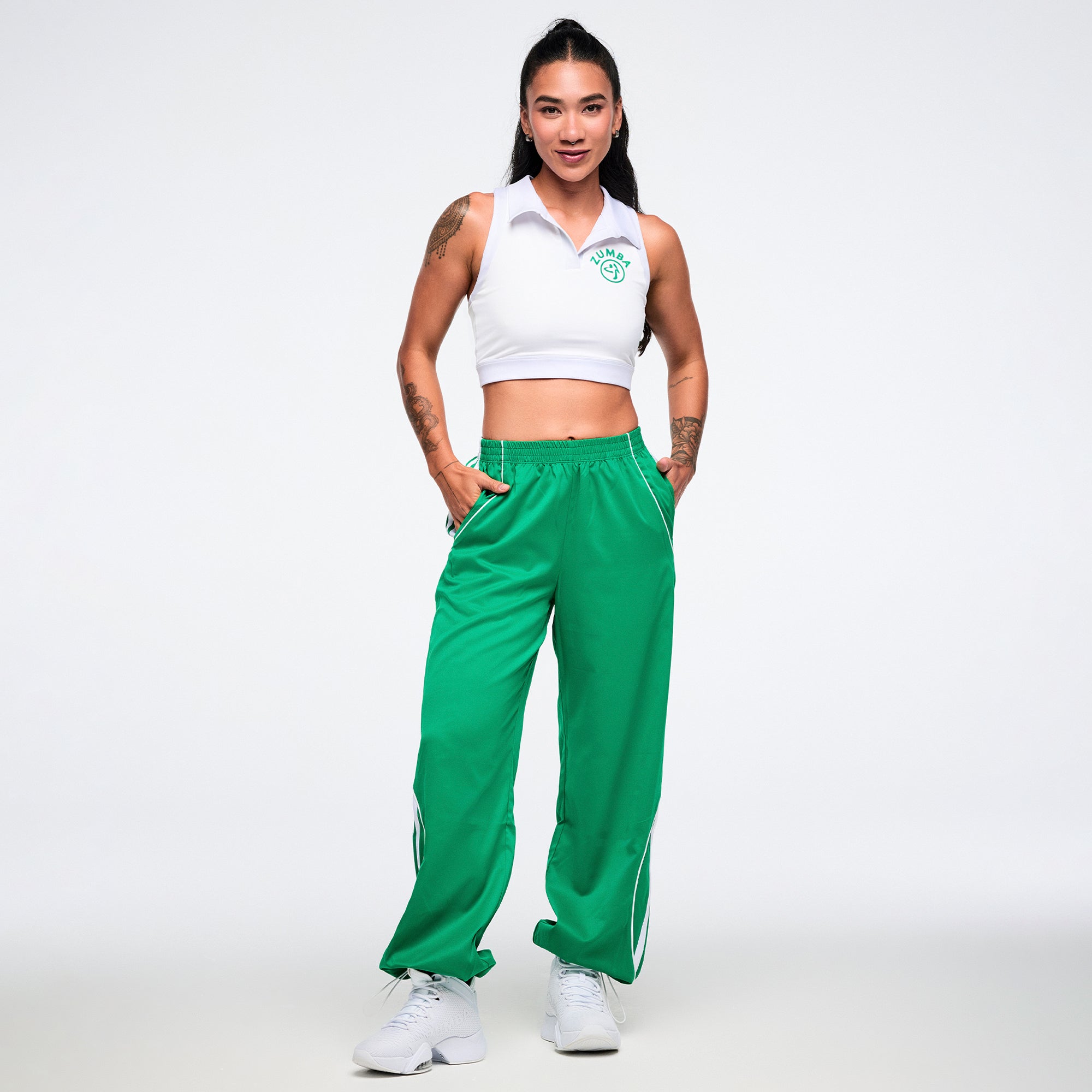 Biały crop sportowy polo