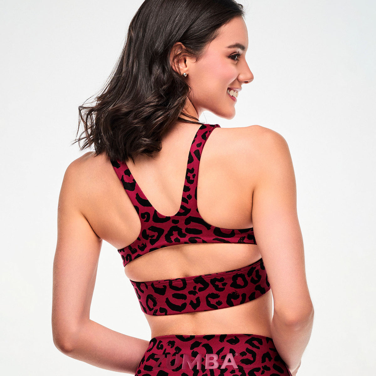 Bordowy stanik sportowy w panterkę — Zumba Wear FW26 Modal