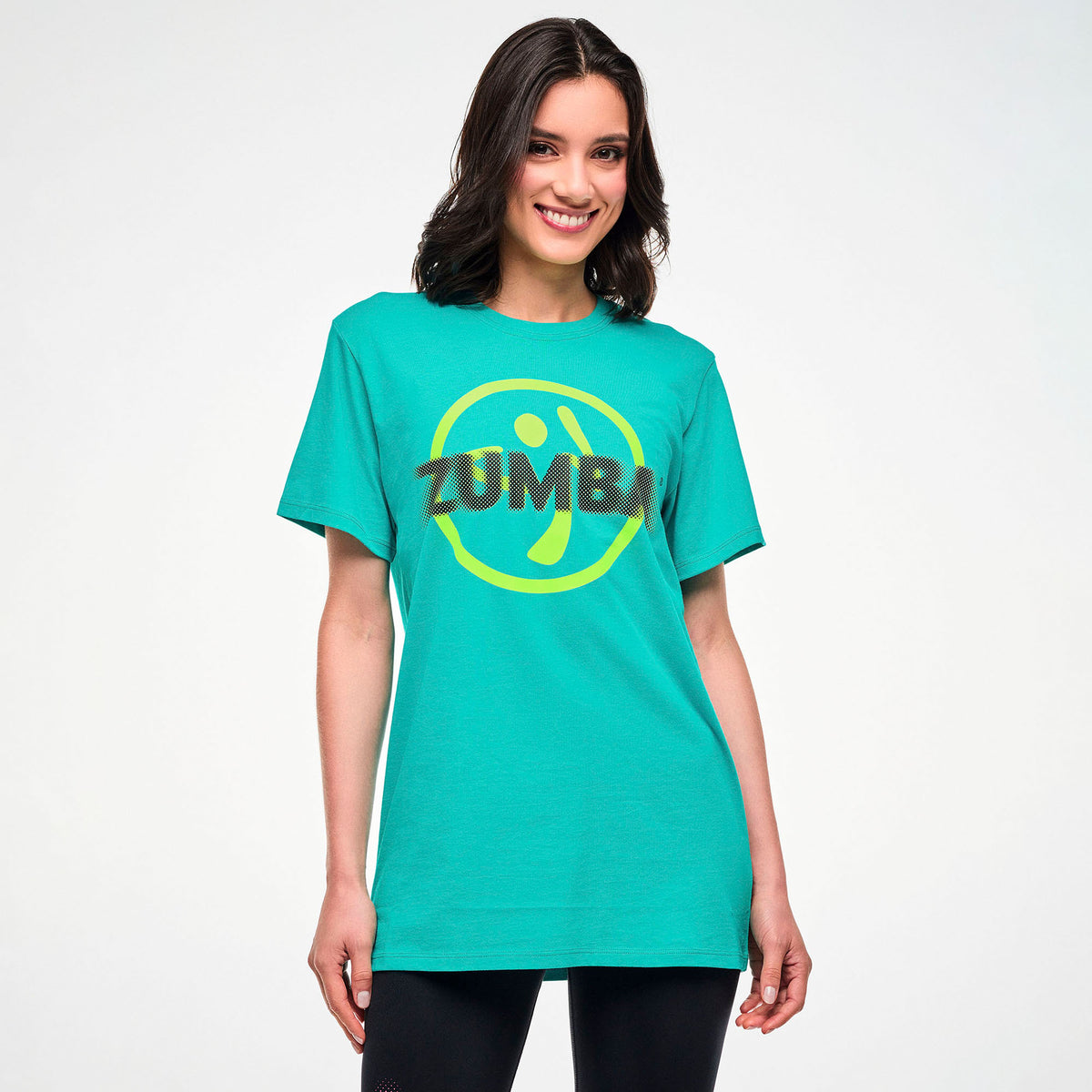 Turkusowa koszulka unisex z neonowym logo