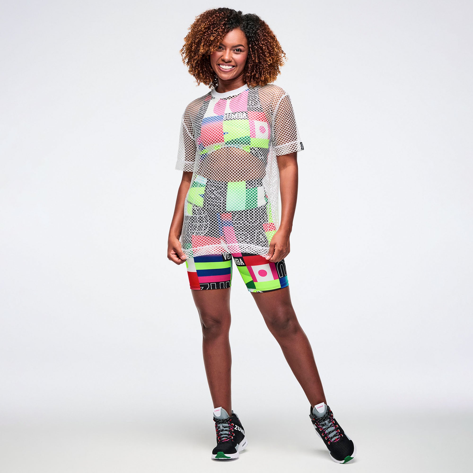 Biały siateczkowy t-shirt oversize
