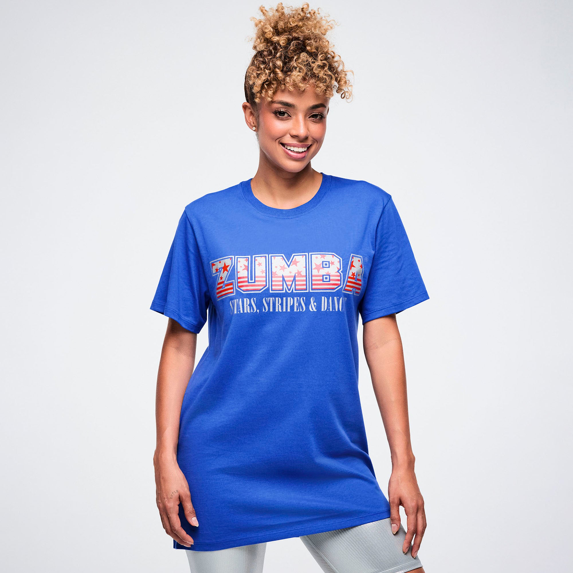 Niebieski T-shirt Zumba z nadrukiem
