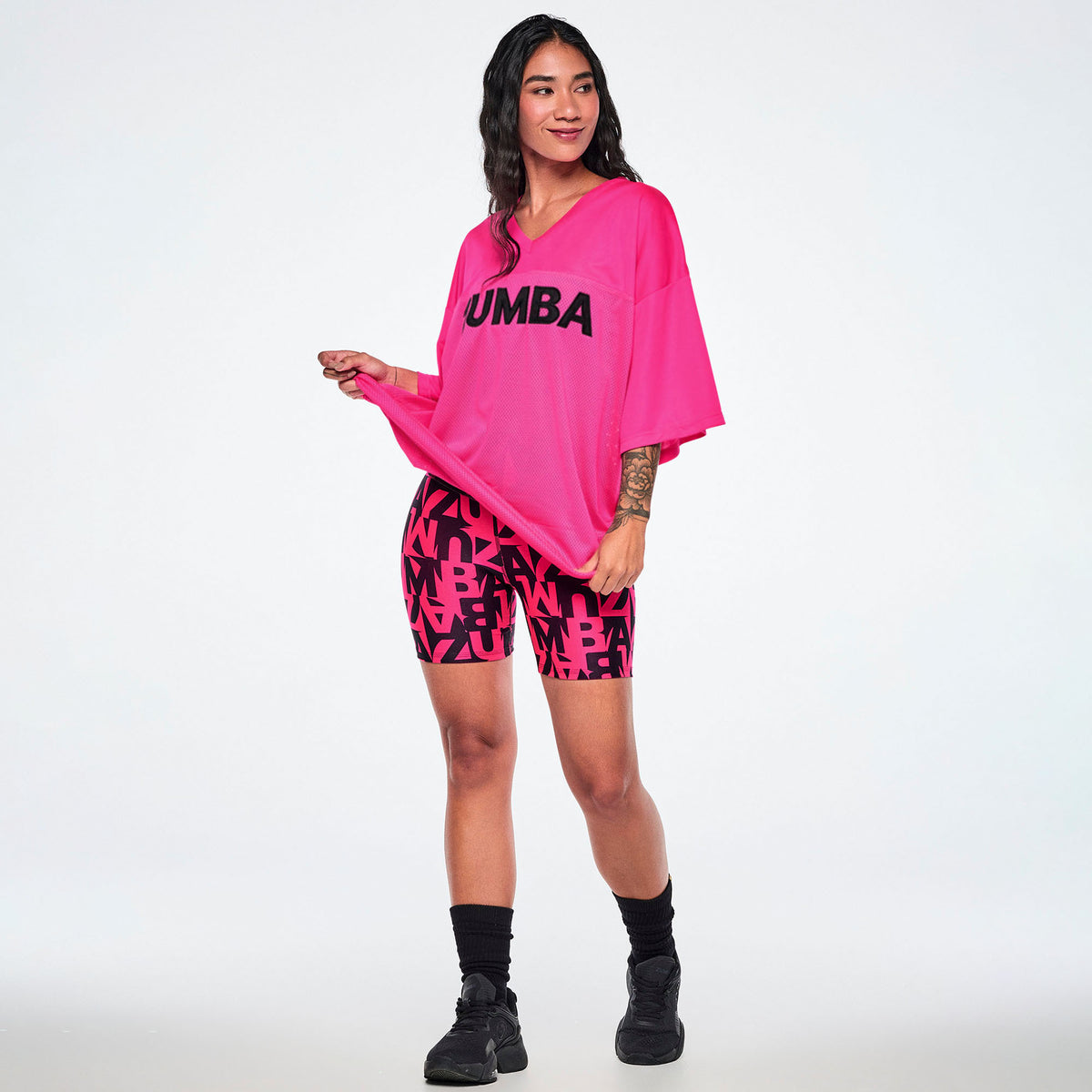 Różowa koszulka mesh oversize