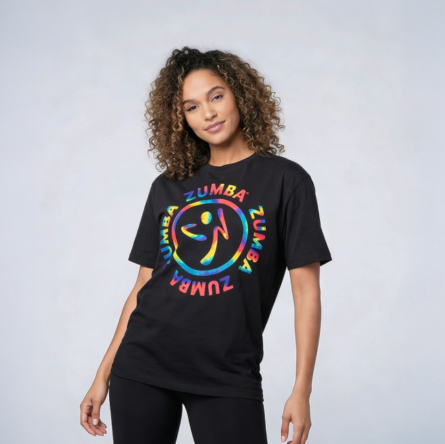 Czarny T-shirt unisex z kolorowym logo