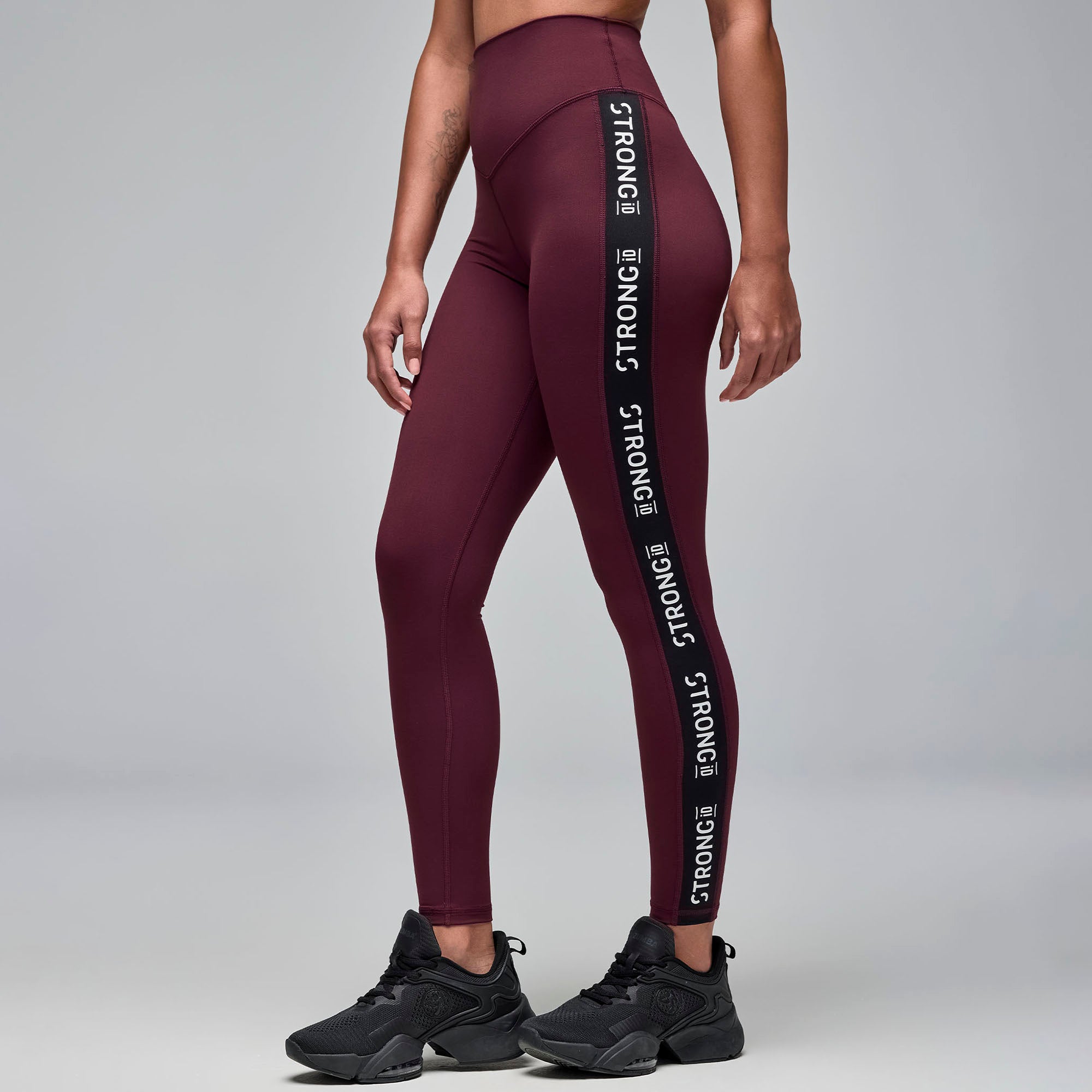 Legginsy bordowe z lampasem