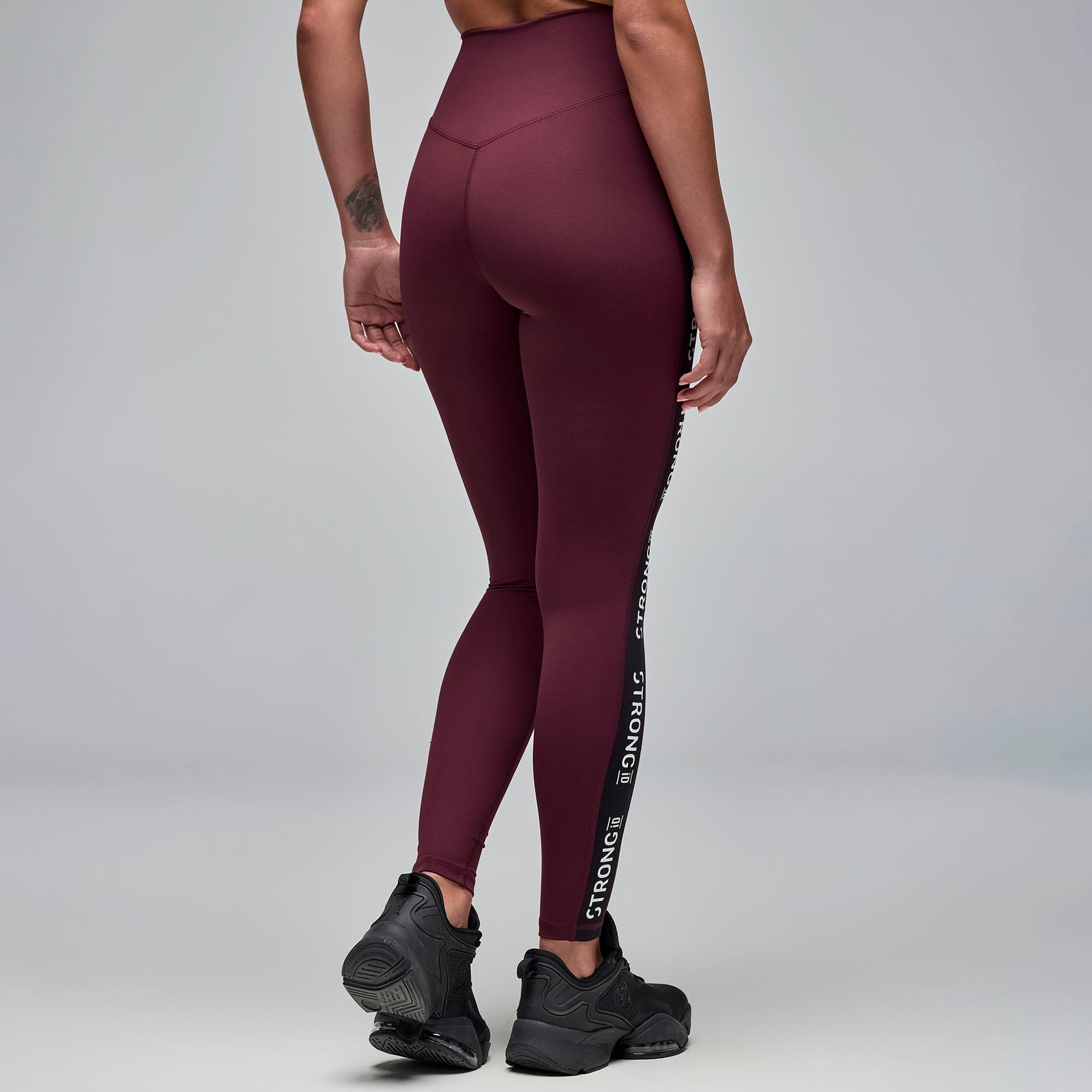 Legginsy bordowe z lampasem