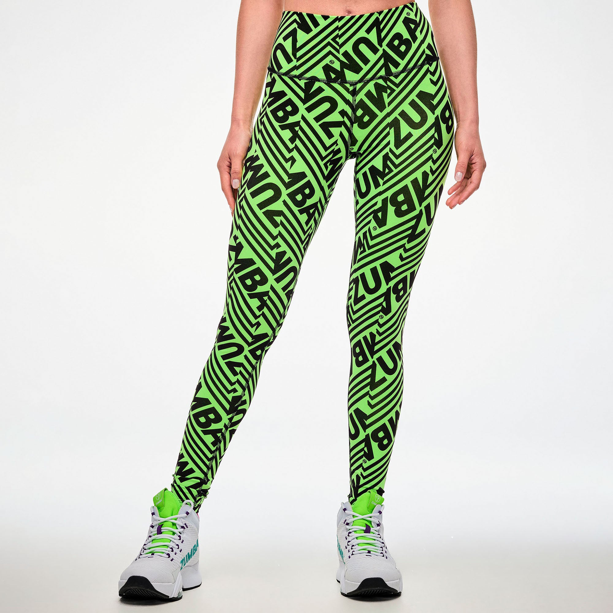 Zielone legginsy z napisami