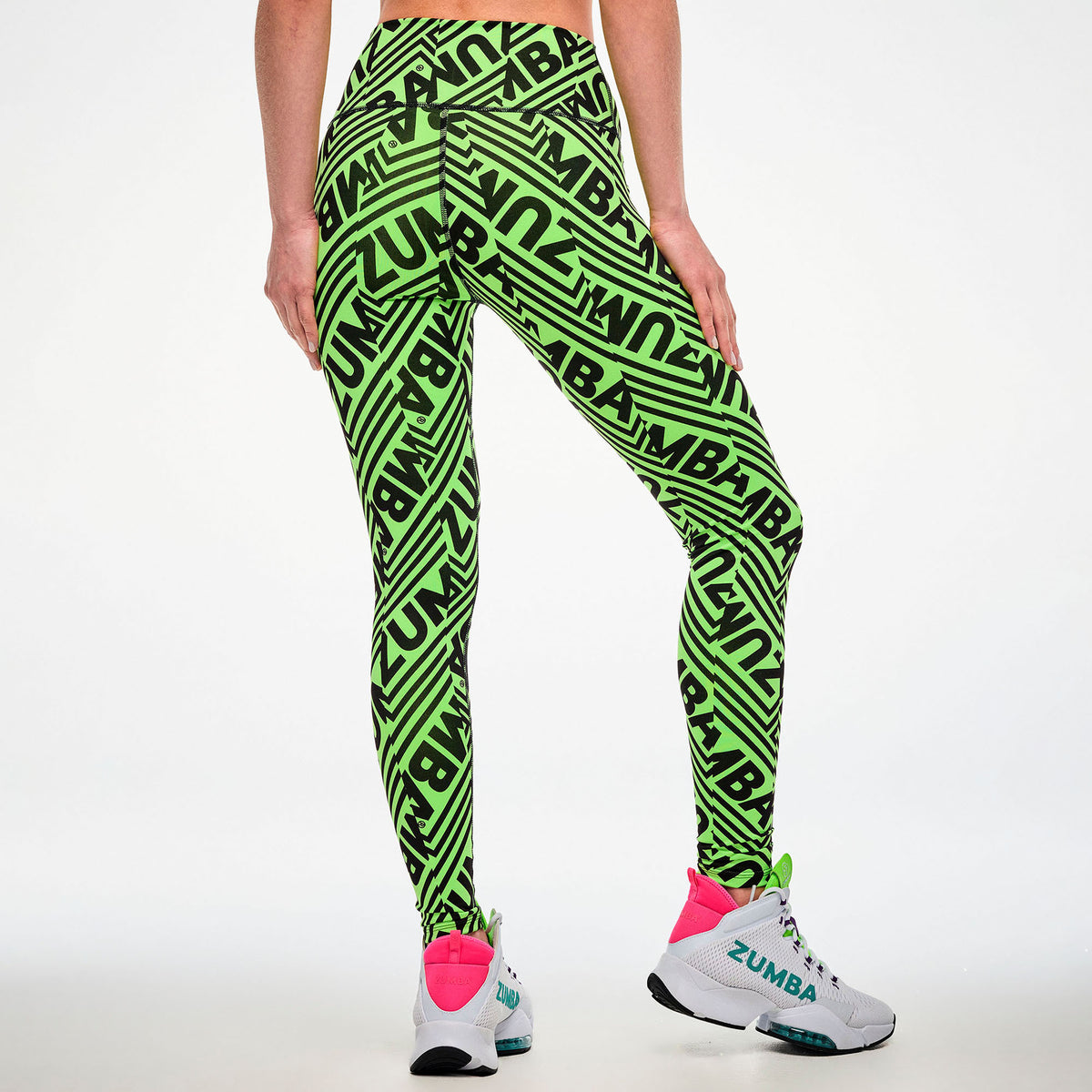 Zielone legginsy z napisami