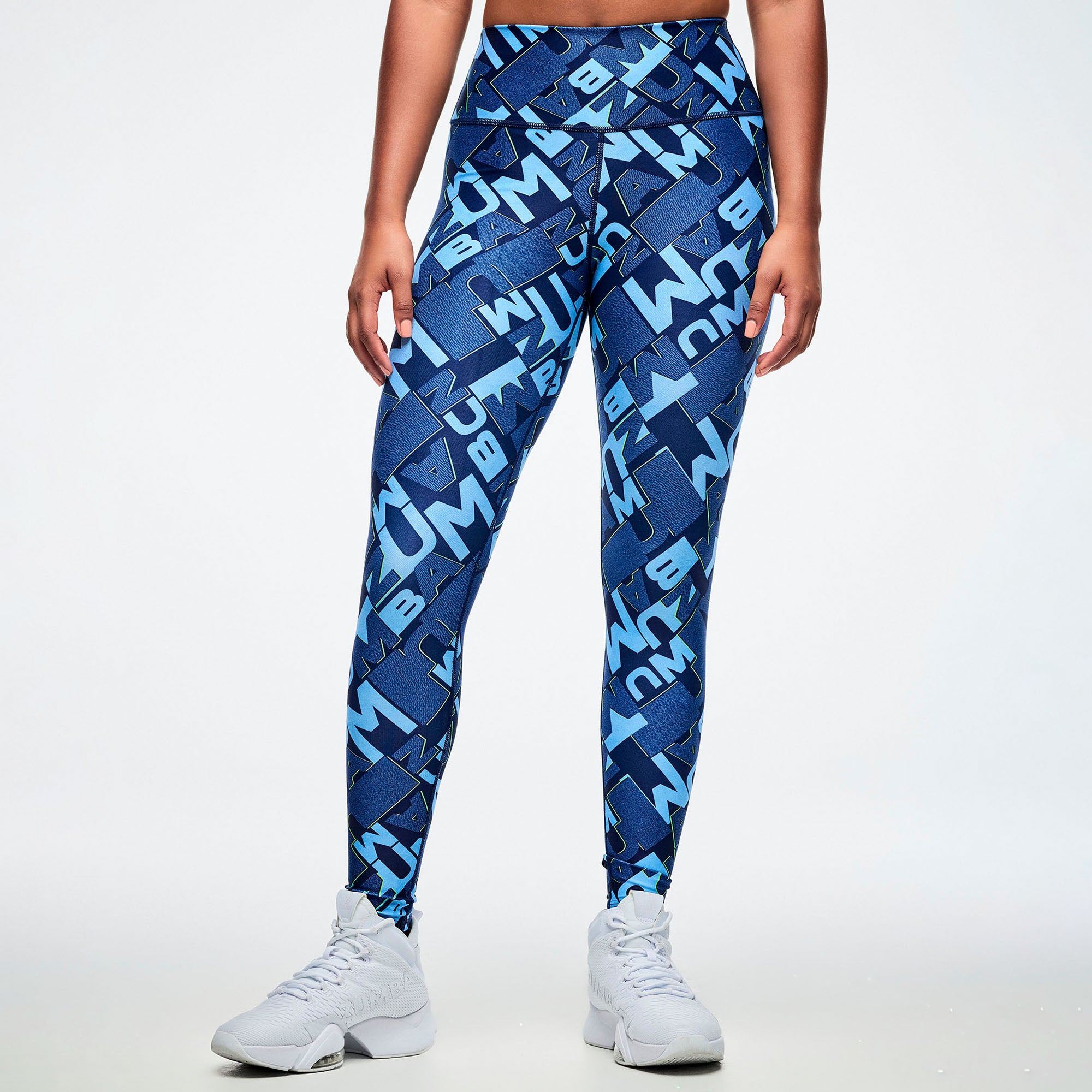 Niebieskie legginsy z nadrukiem