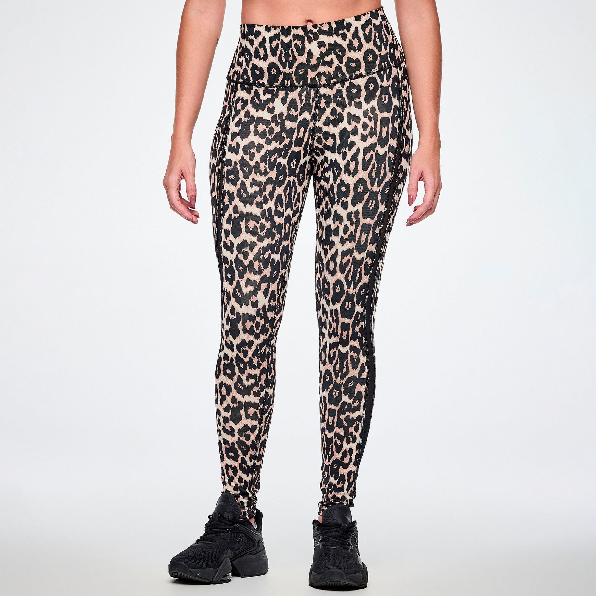 Legginsy w panterkę z siateczką