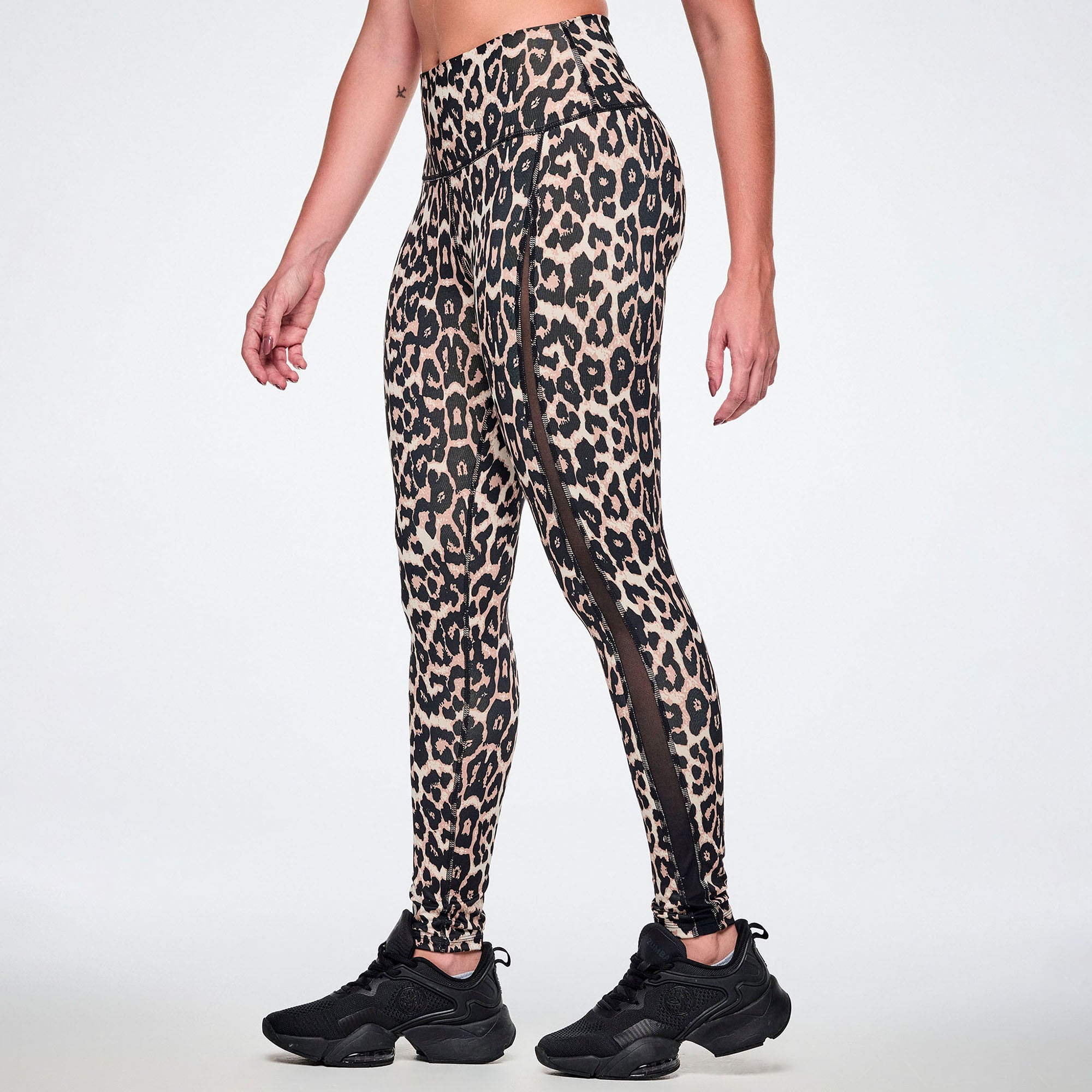 Legginsy w panterkę z siateczką