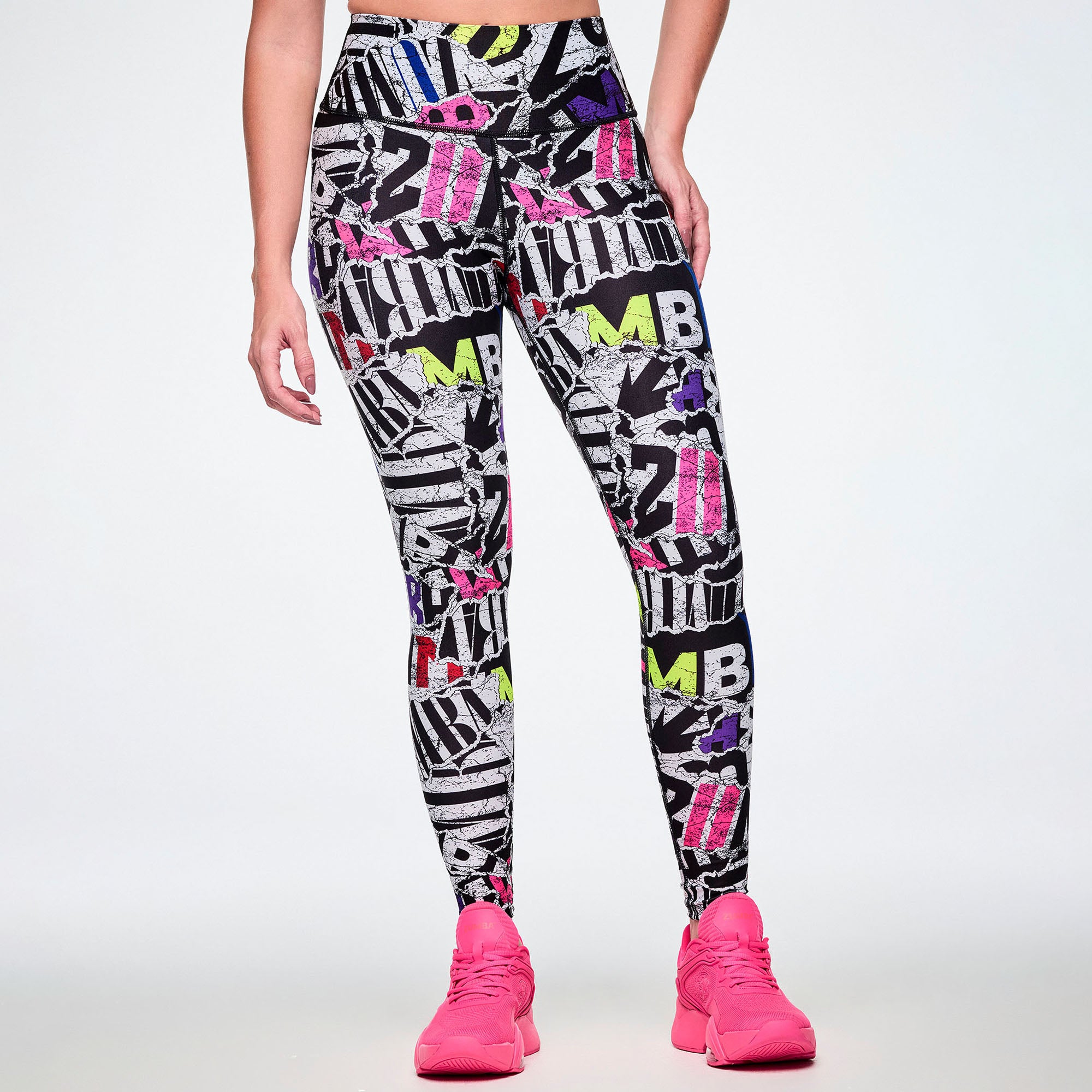 Legginsy sportowe z kolorowym nadrukiem