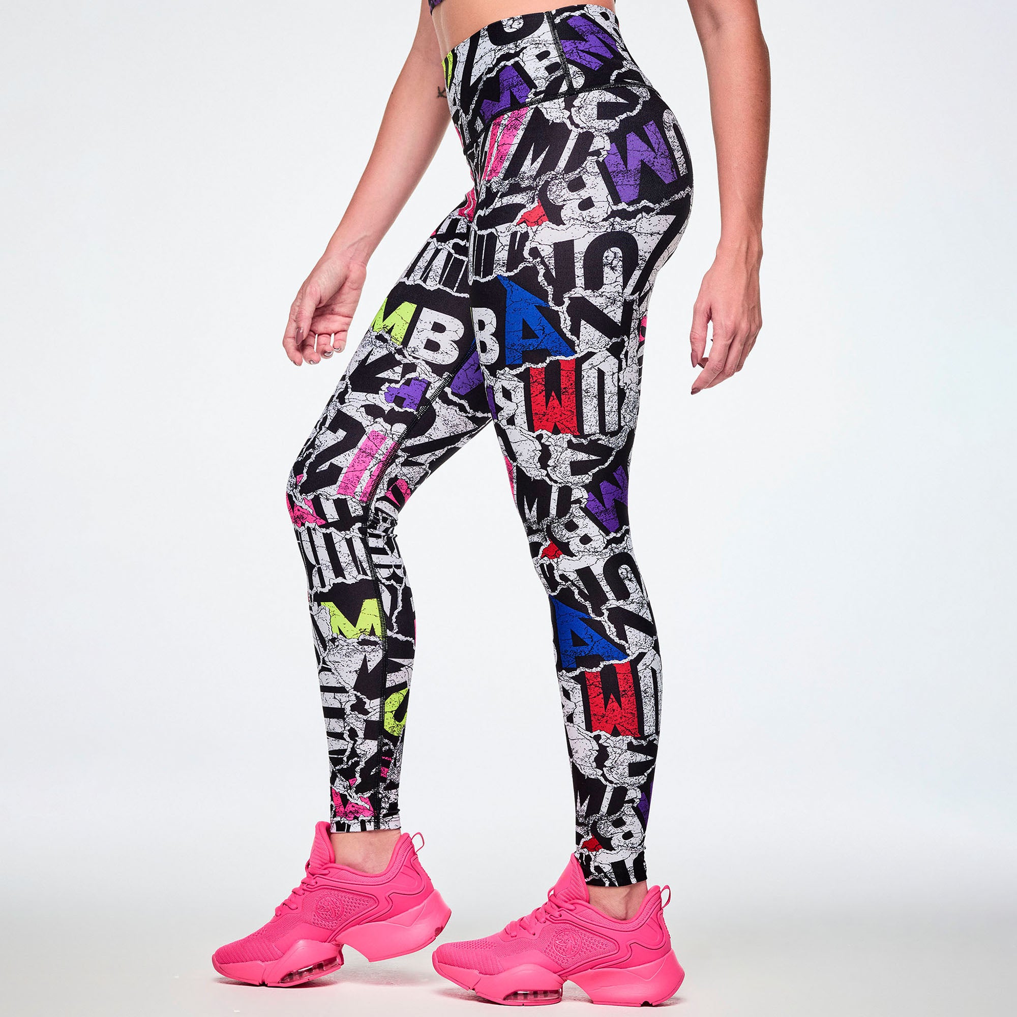 Legginsy sportowe z kolorowym nadrukiem