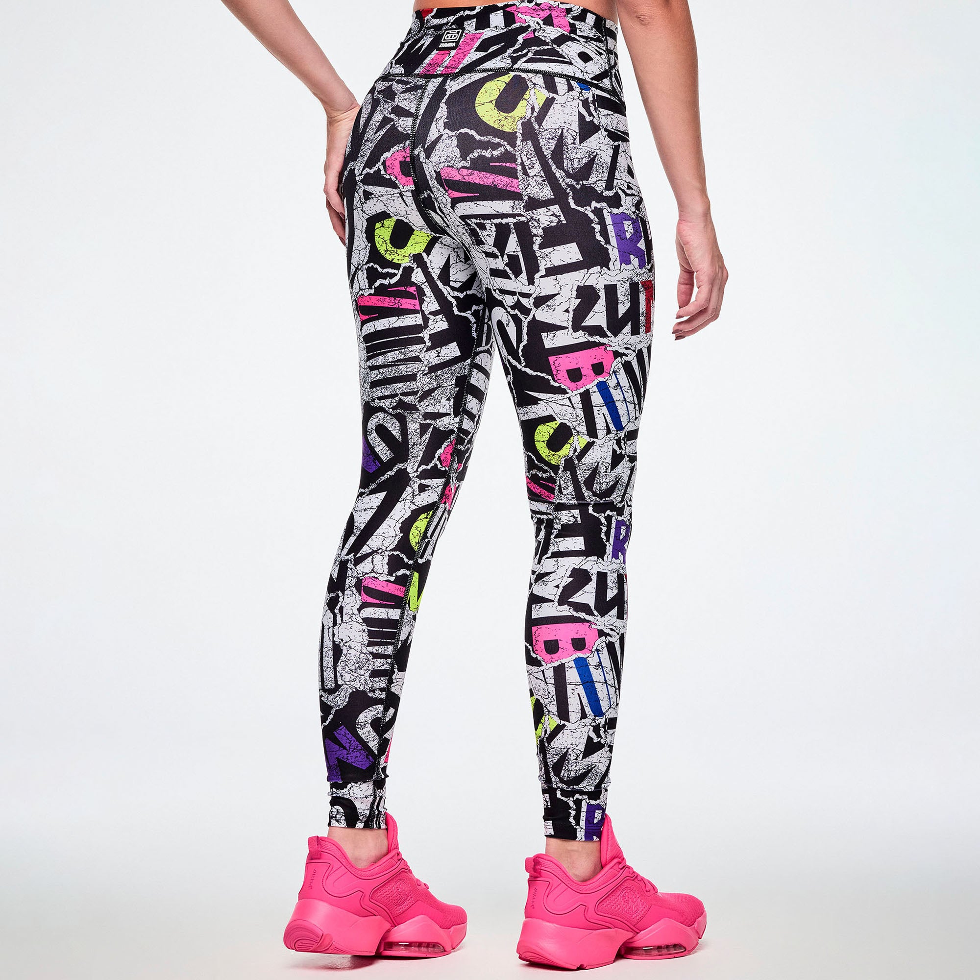 Legginsy sportowe z kolorowym nadrukiem