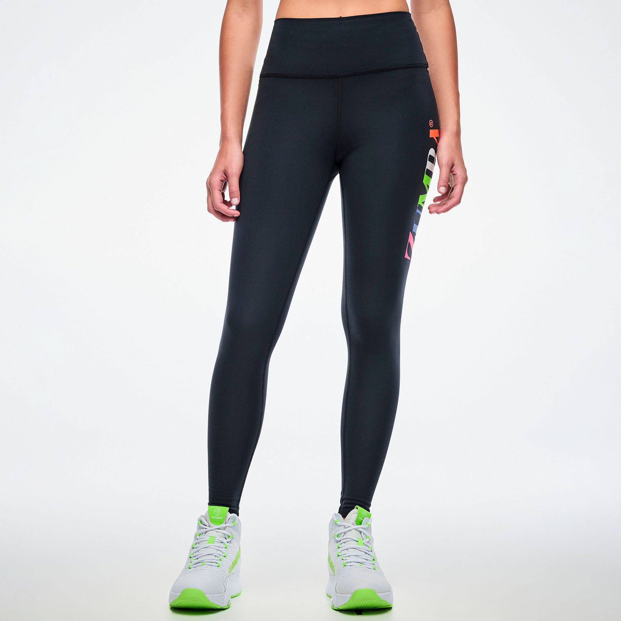 Czarne legginsy z kolorowym logo