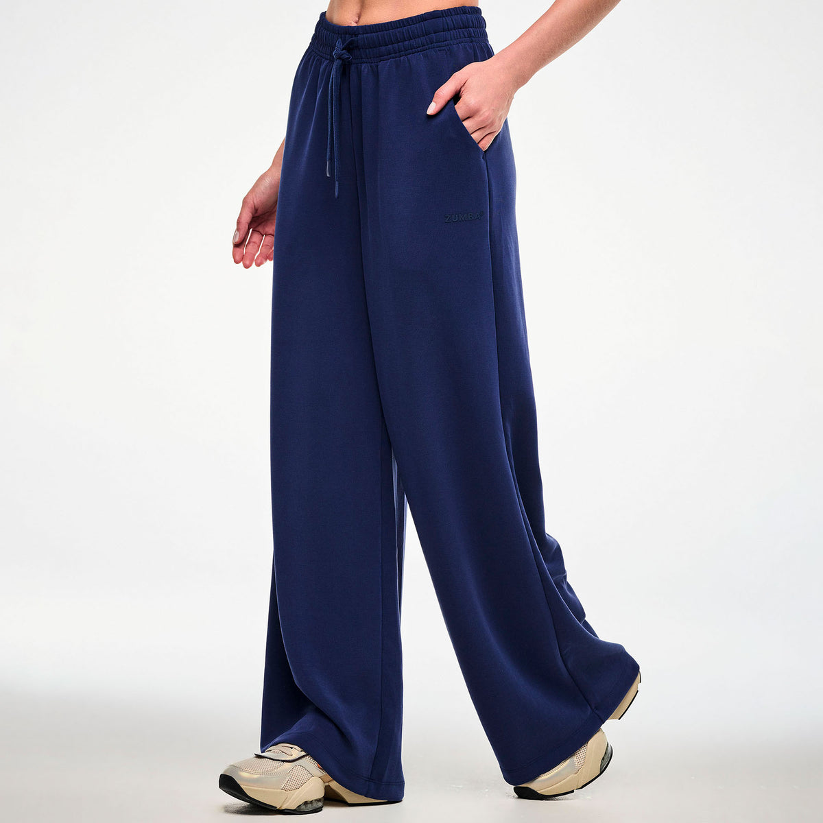 Granatowe spodnie z modalu z wysokim stanem — Zumba Wear FW26 Modal