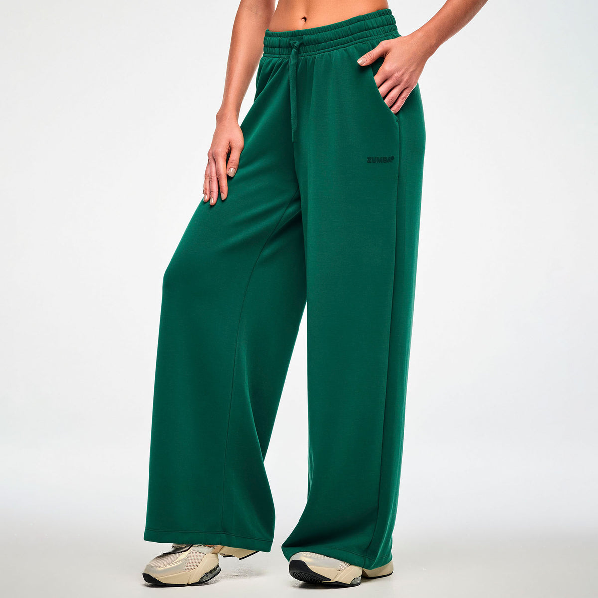 Zielone spodnie z modalu z wysokim stanem — Zumba Wear FW26 Modal