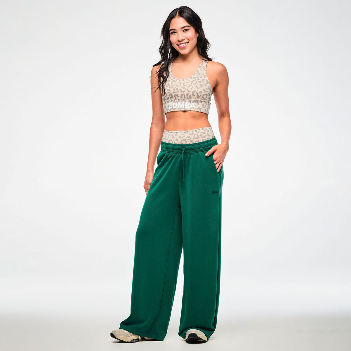 Zielone spodnie z modalu z wysokim stanem — Zumba Wear FW26 Modal
