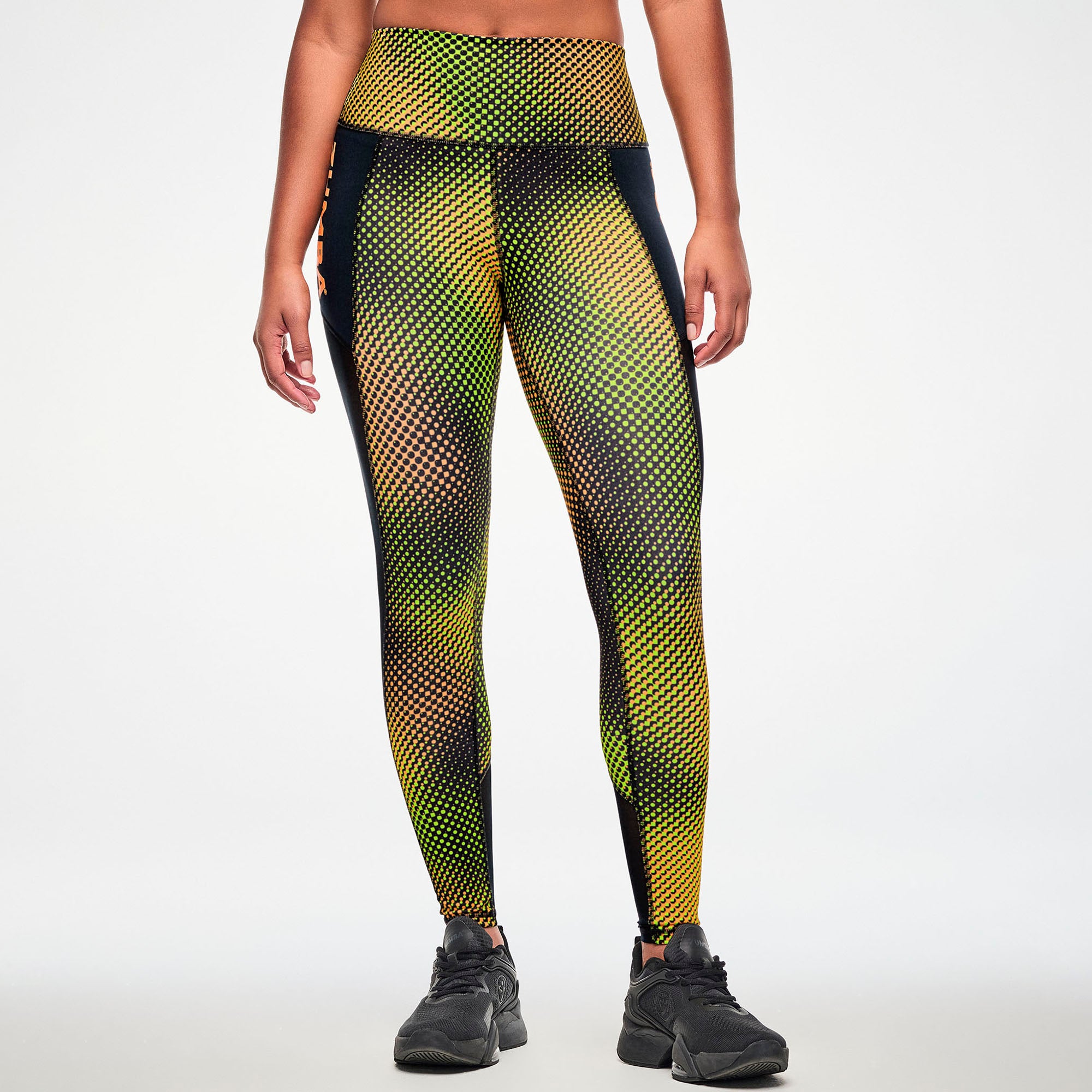 Legginsy z siateczką i neonowym wzorem