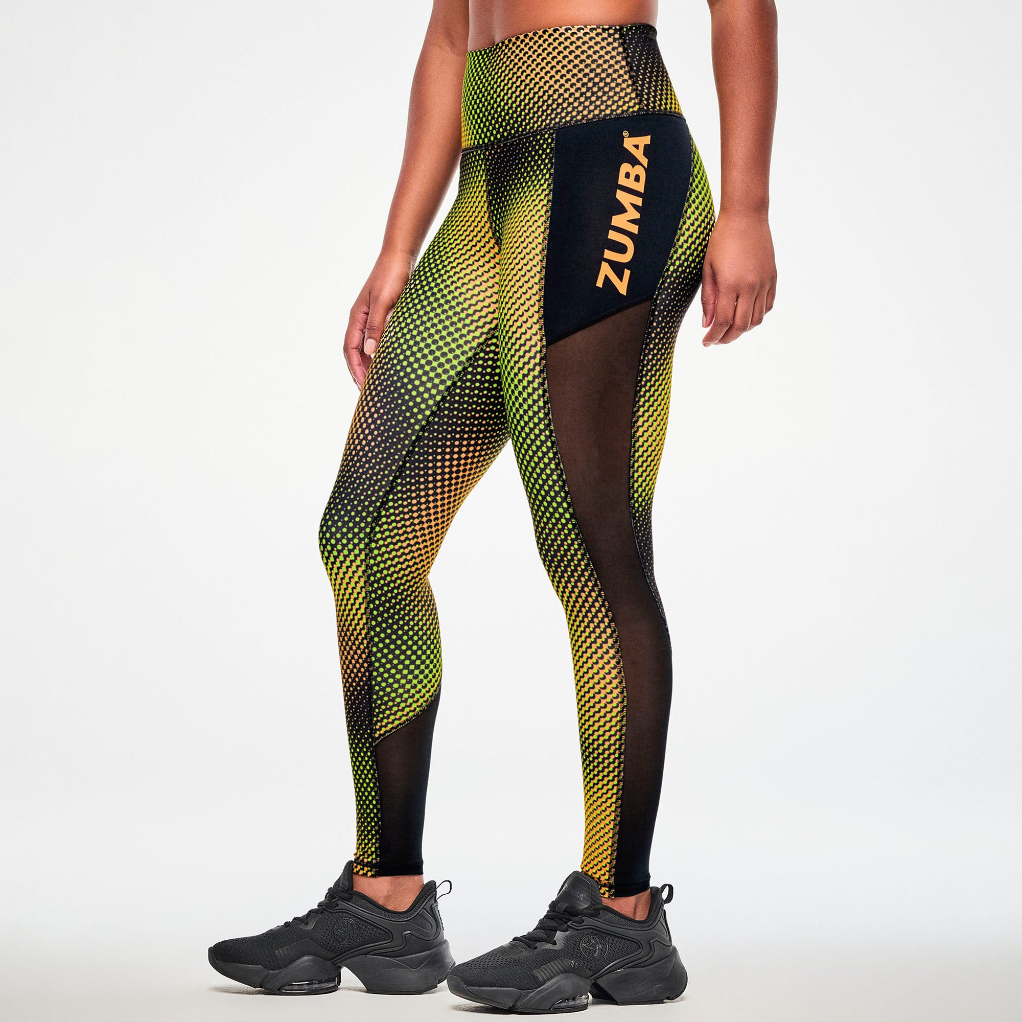 Legginsy z siateczką i neonowym wzorem