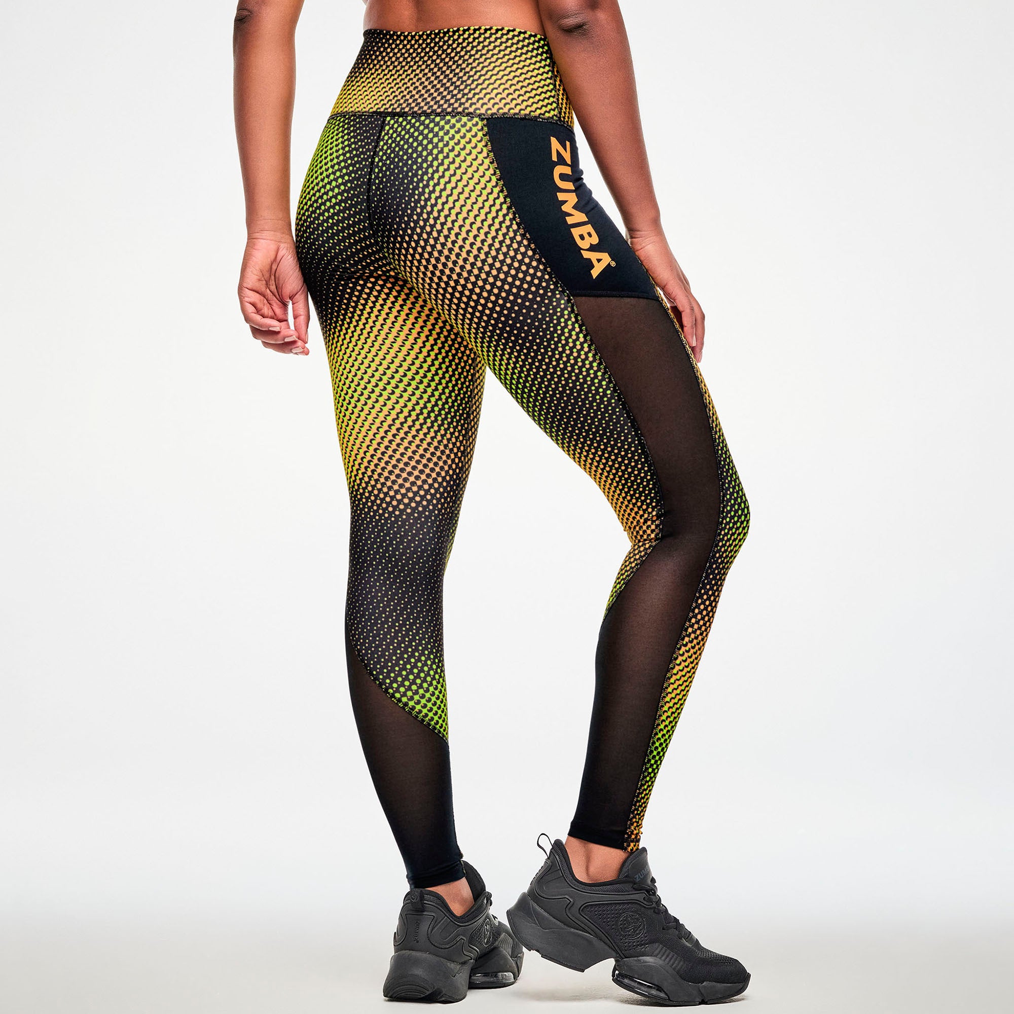 Legginsy z siateczką i neonowym wzorem