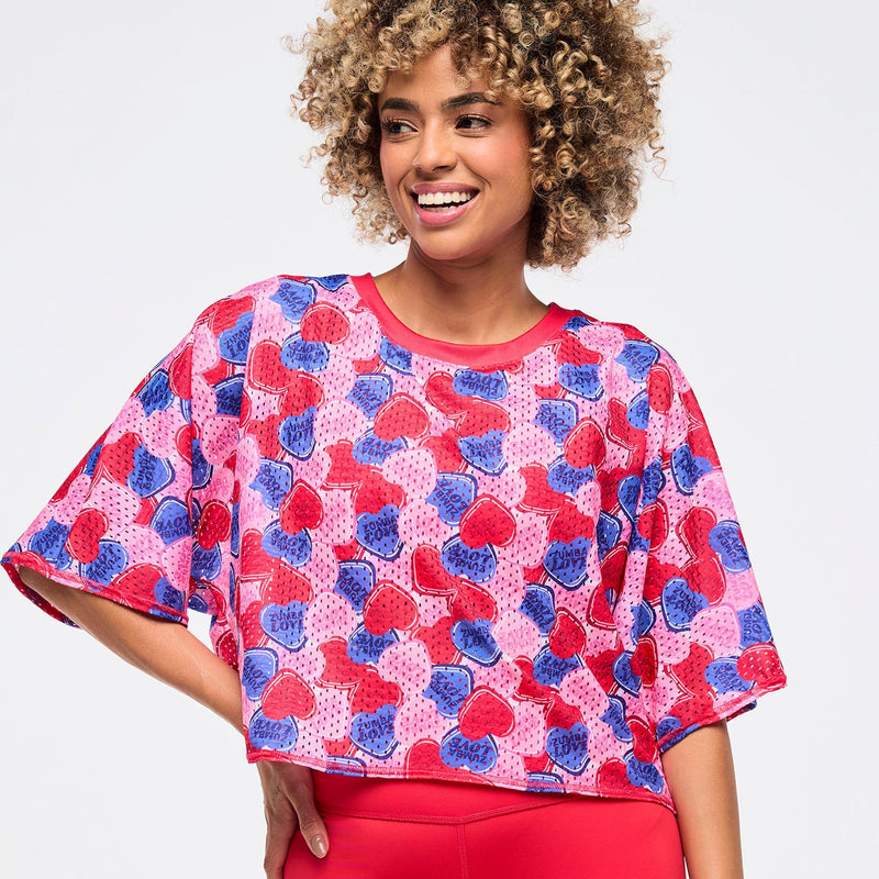 Zumba Mesh Dolman Crop Top Love