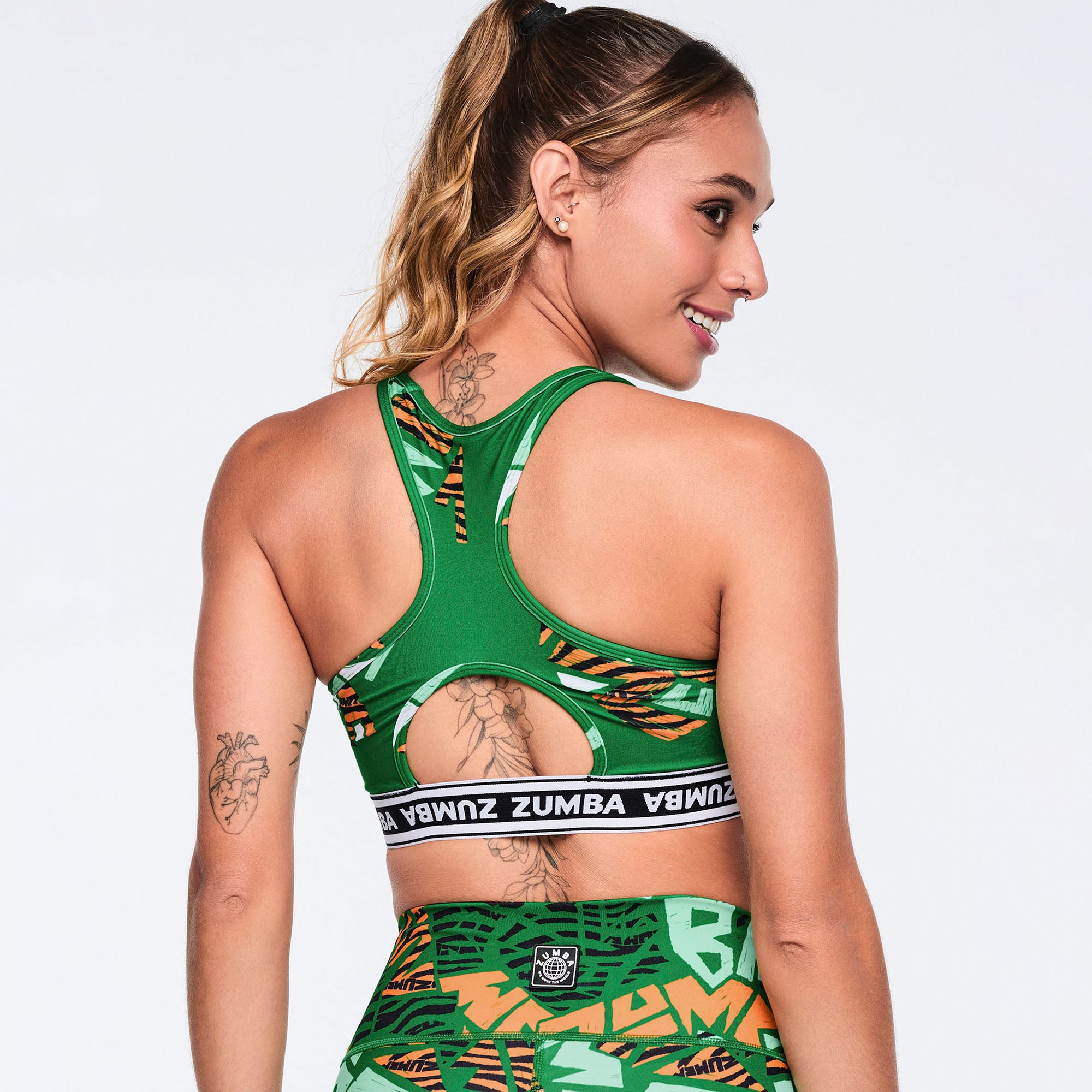 Biustonosz sportowy zielony racerback