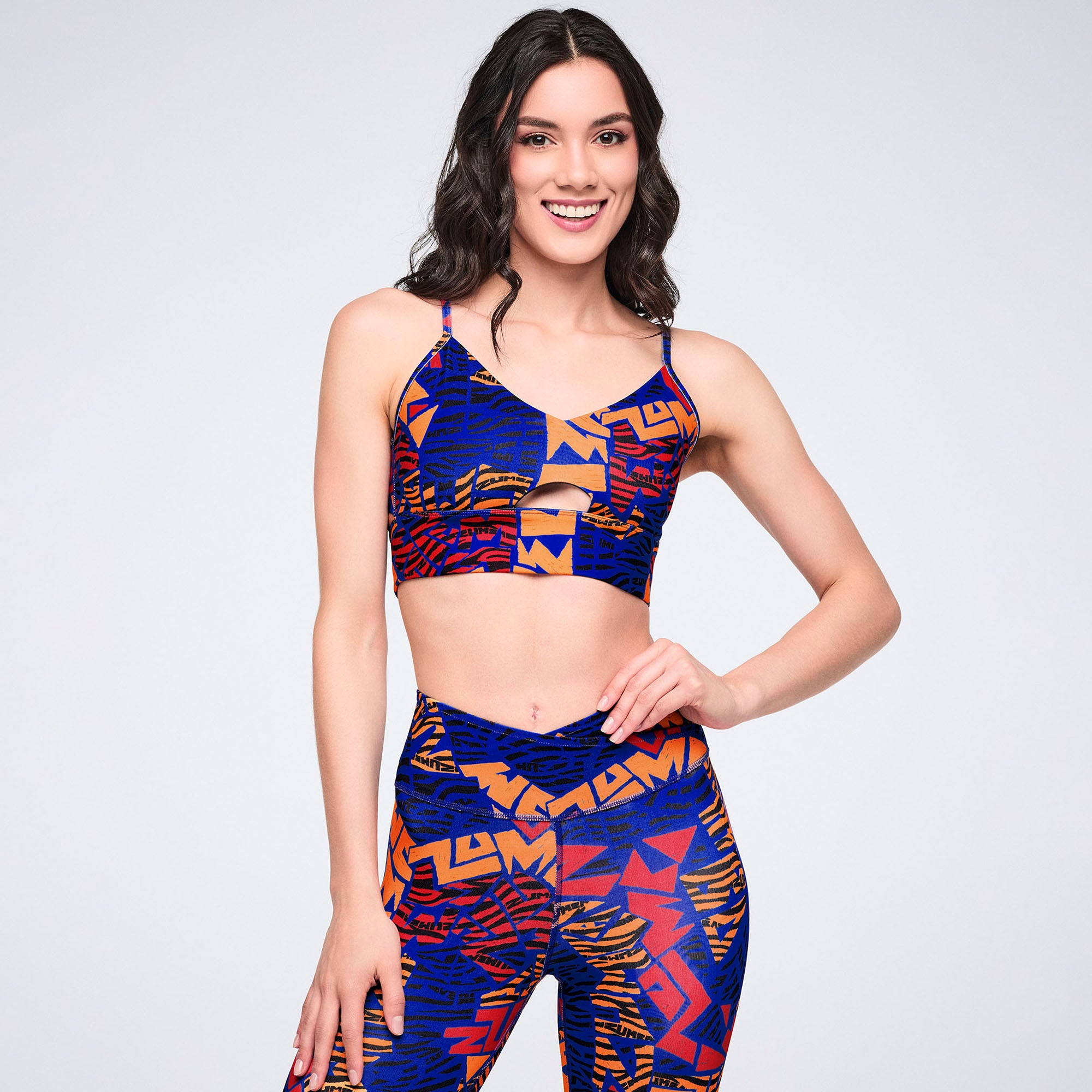 Stanik sportowy granatowy print