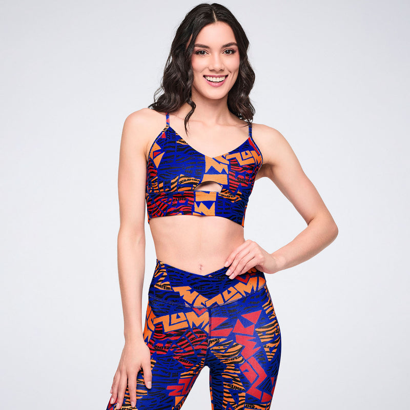Stanik sportowy granatowy print