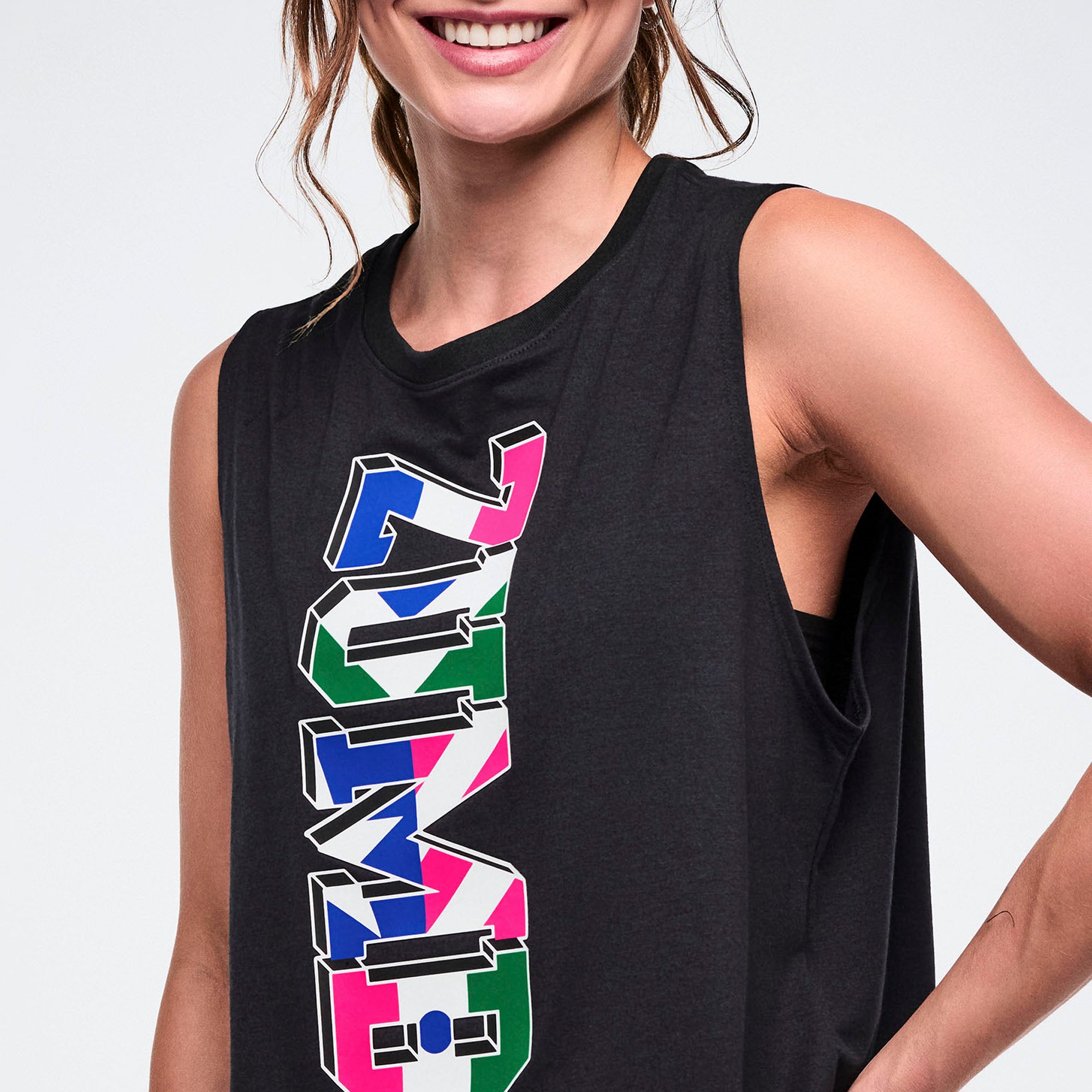 Czarny top z kolorowym logo
