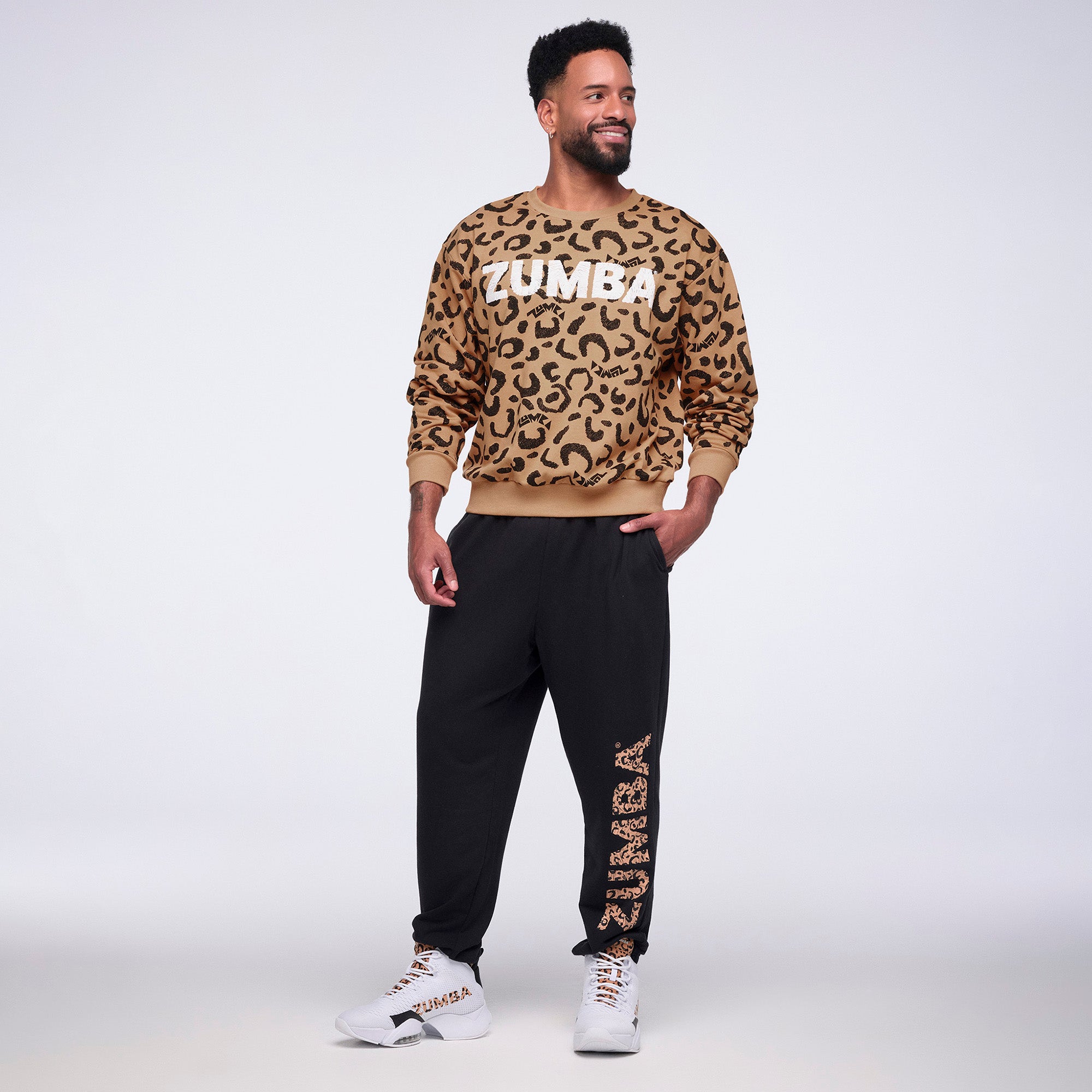 Bluza damska panterka beżowa oversize