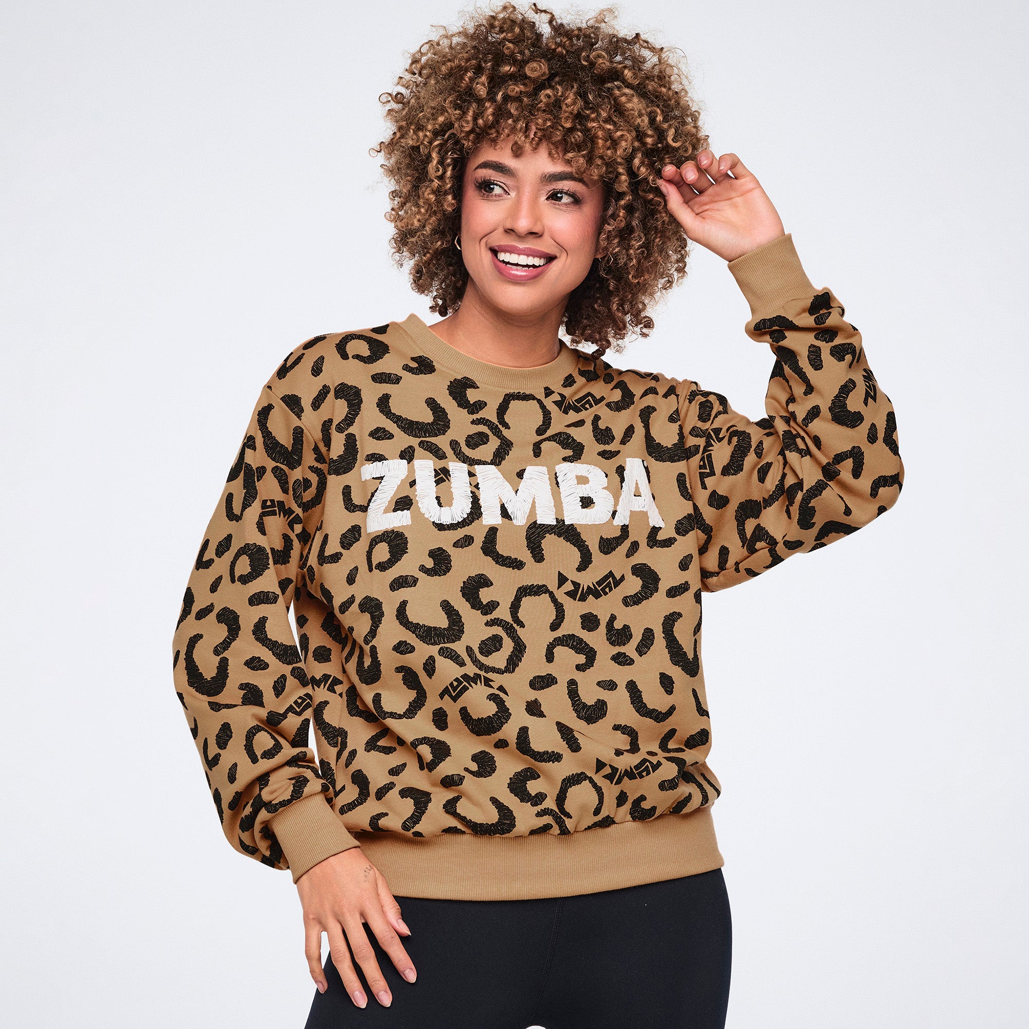Bluza damska panterka beżowa oversize