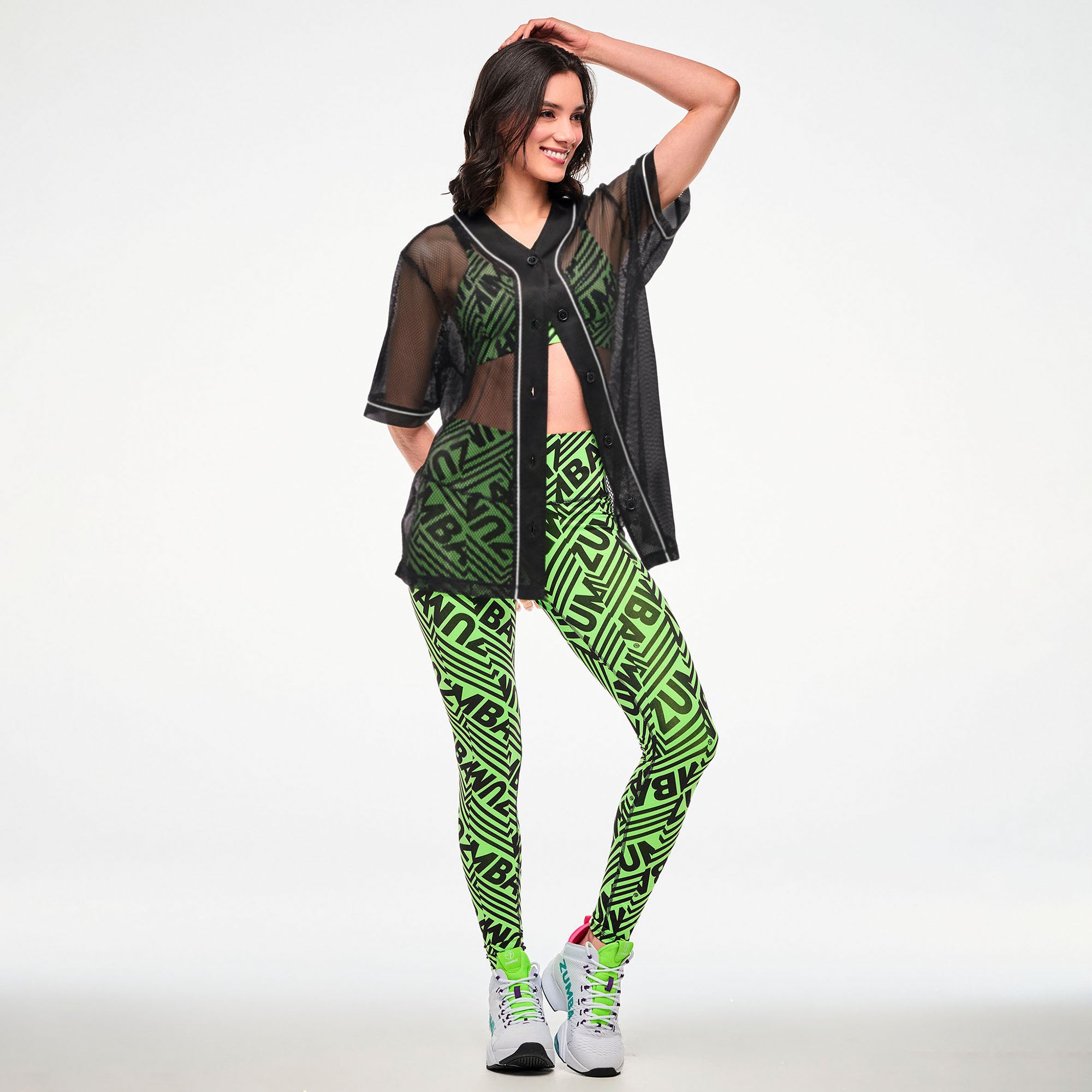 Zielone legginsy z napisami