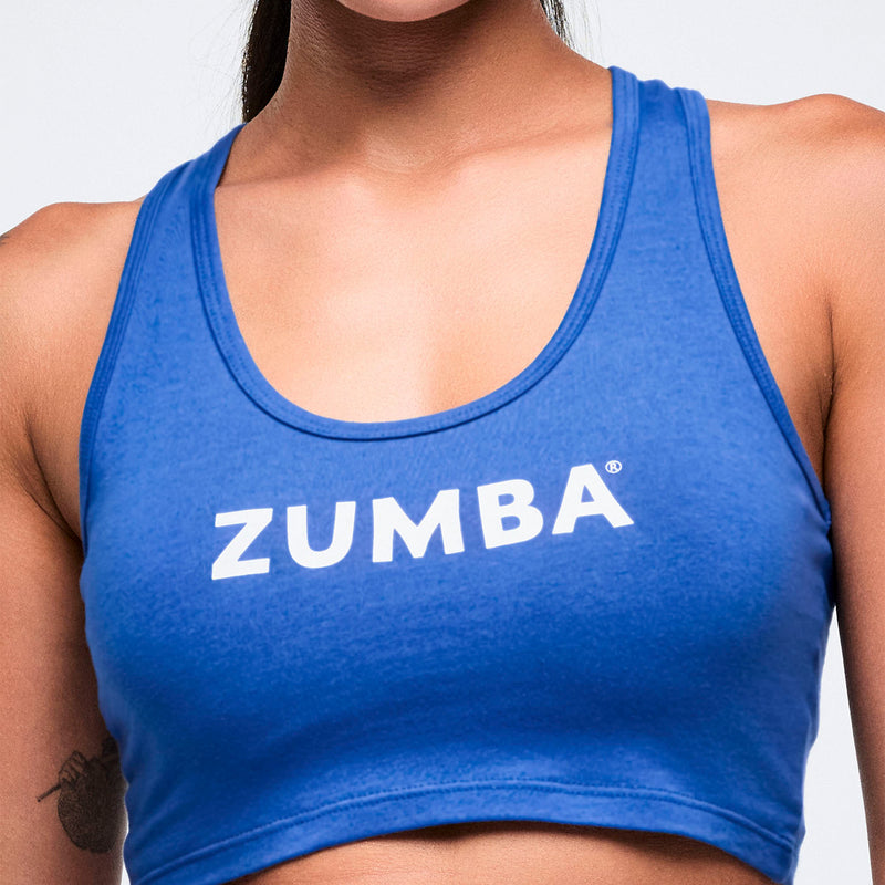 Niebieski crop sportowy racerback