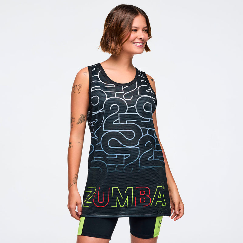 Koszulka na ramiączkach z siateczki z nadrukiem