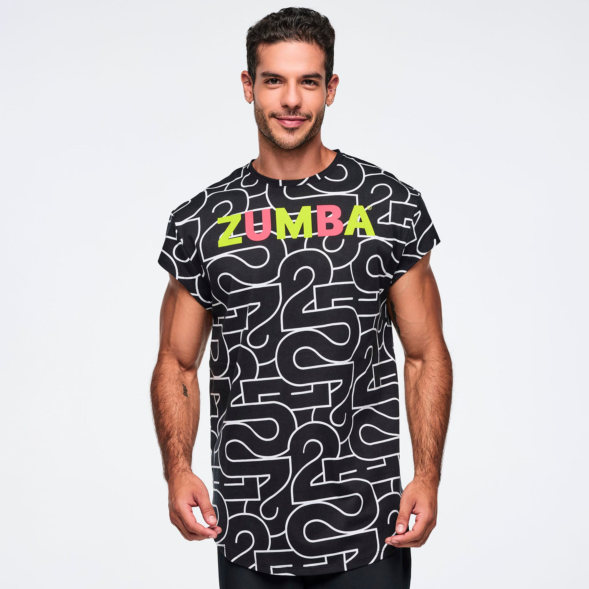 Czarny T-shirt oversize z printem