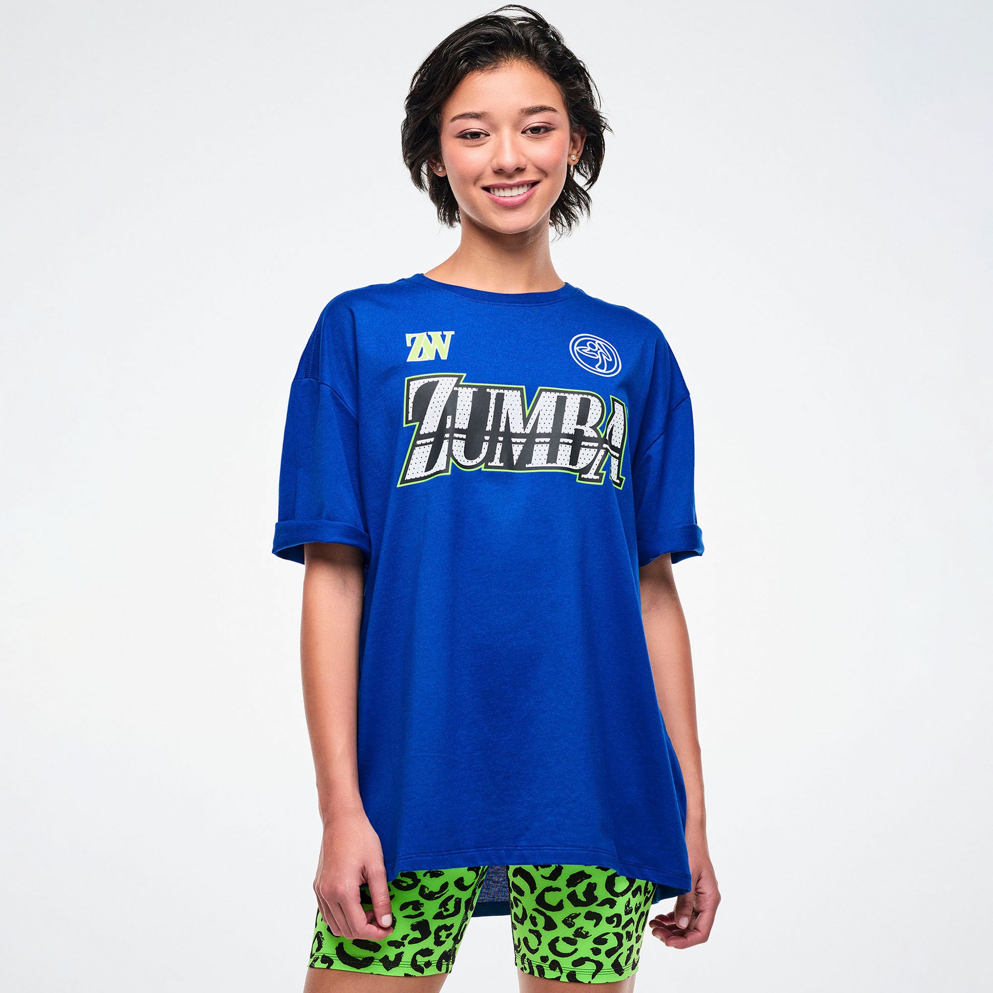 Niebieski T-shirt oversize