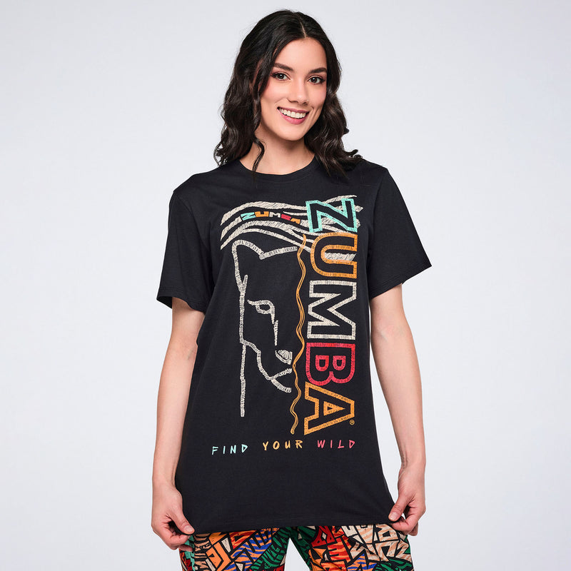 Koszulka unisex czarna safari print